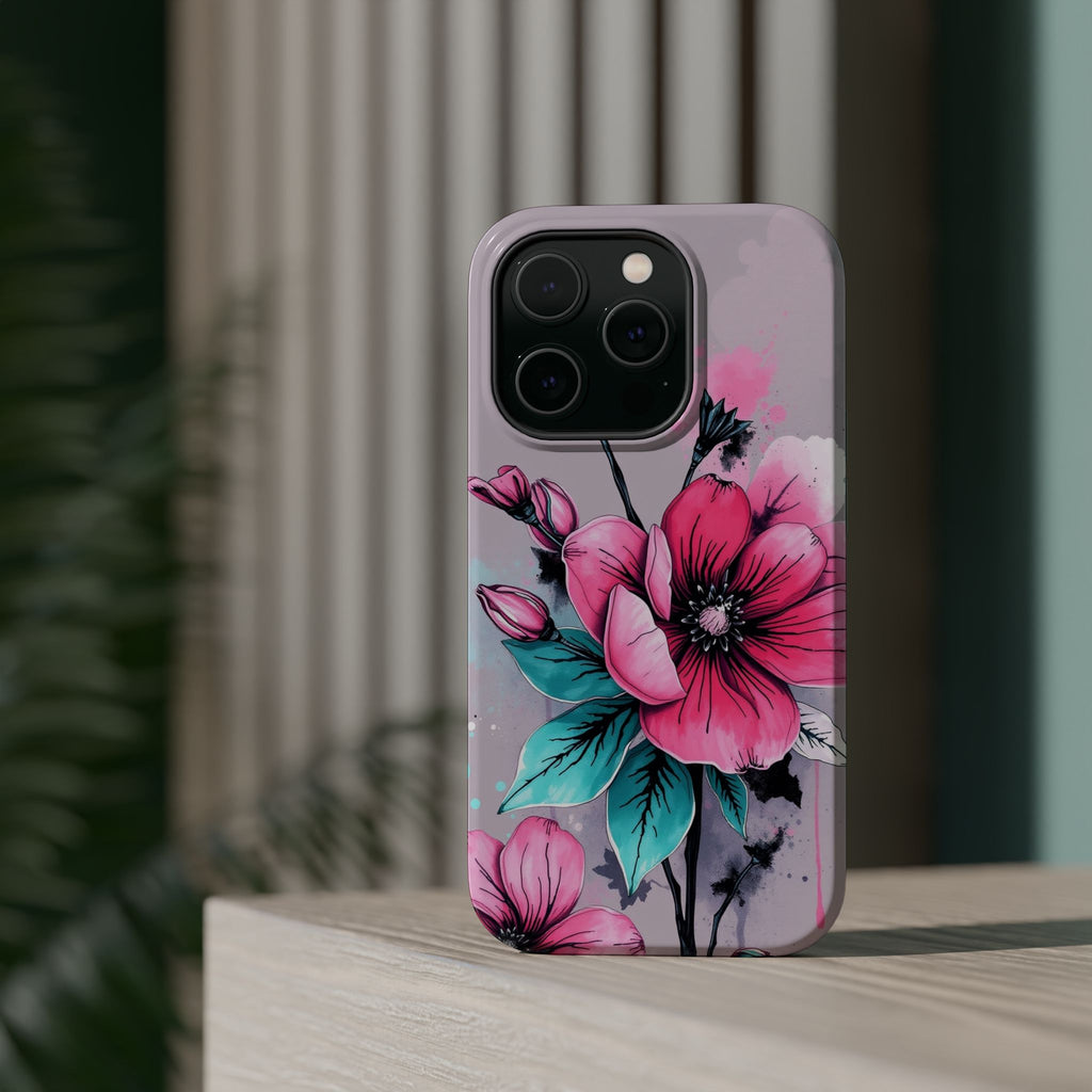 iPhone Mint And Blush Floral Ink Wash Slim Everyday Designer Case · iPhone Case