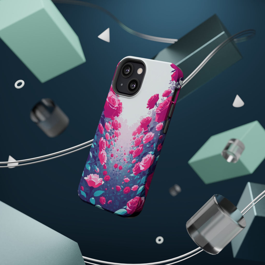 iPhone Cyan And Magenta Rose Garden Slim Everyday Designer Case · iPhone Case