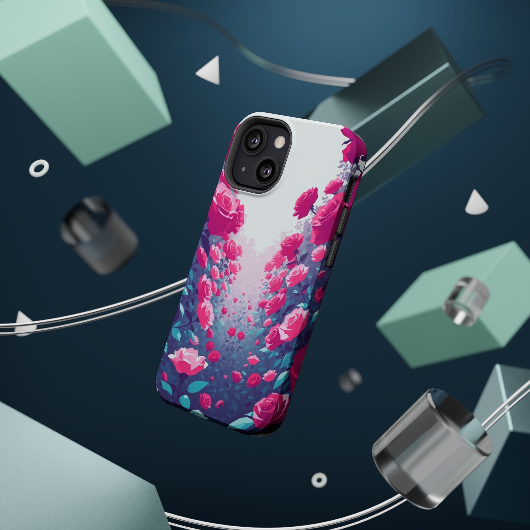 iPhone Cyan And Magenta Rose Garden Slim Everyday Designer Case · iPhone Case
