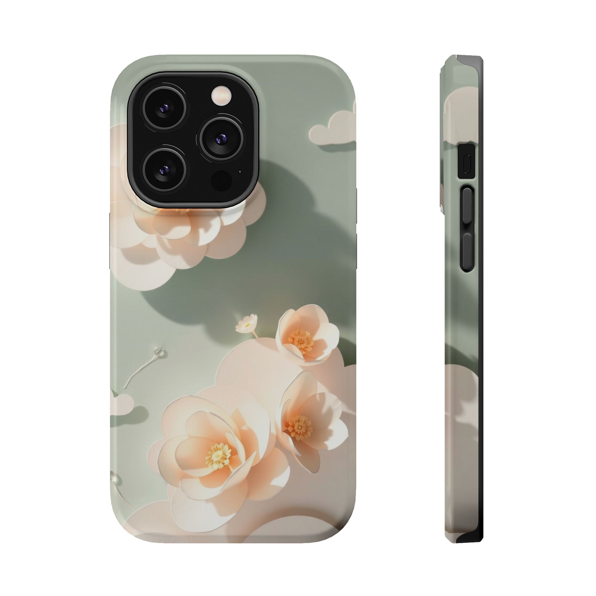 iPhone Sage And Ivory Pastel Floral Cloud Slim iPhone Everyday Designer · iPhone