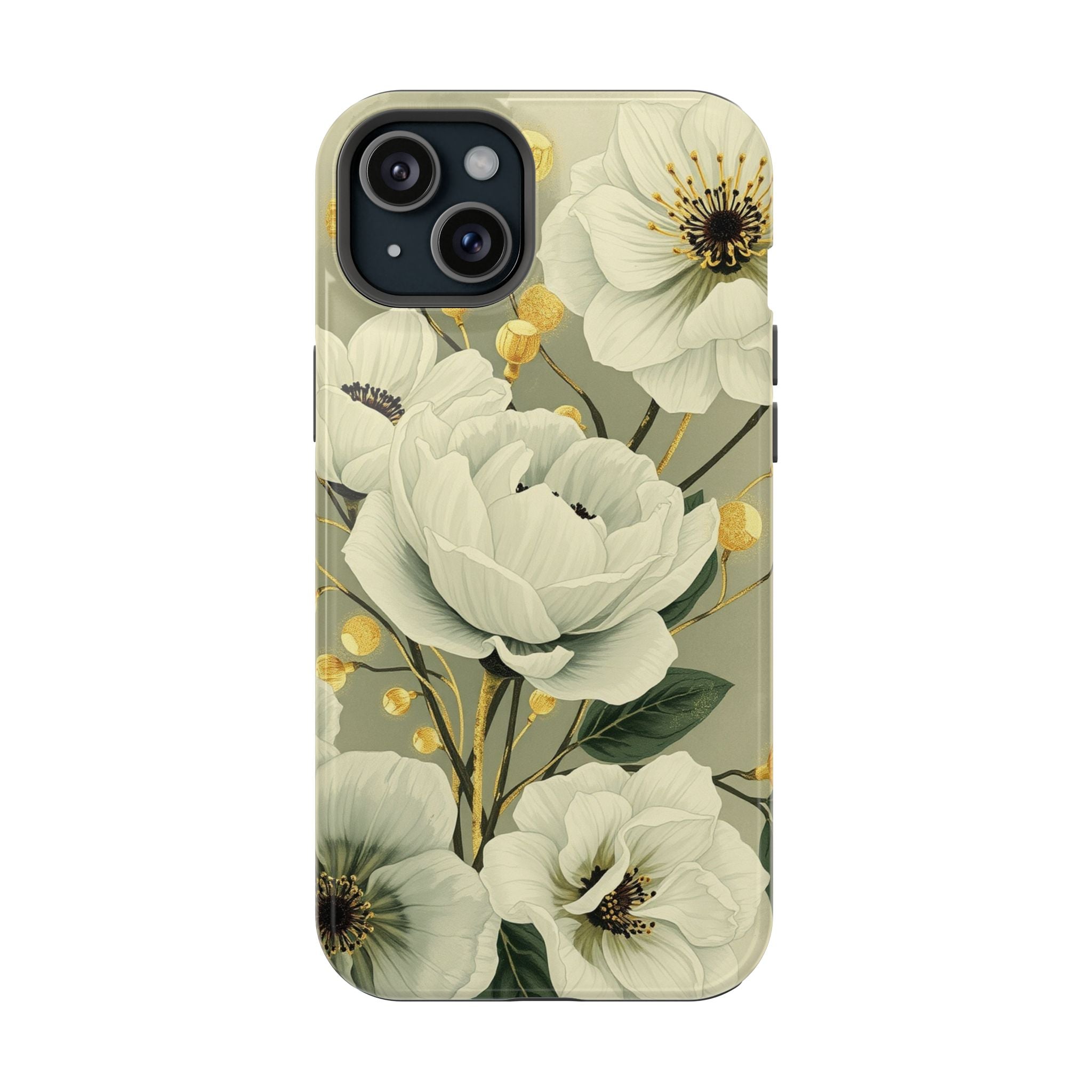 iPhone Sage And Ivory Floral Ink Wash Slim Everyday iPhone 14 Designer · iPhone