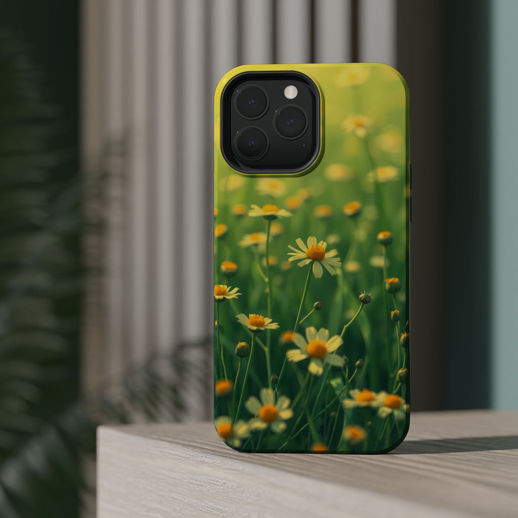 iPhone Emerald Green And Gold Wildflower Field Soft Finish Everyday · iPhone Cas