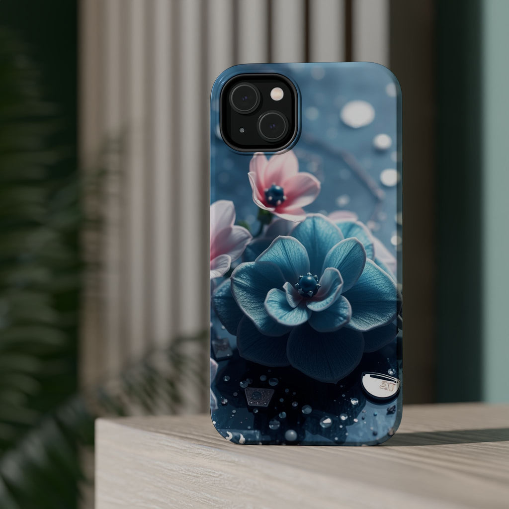 iPhone Midnight Blue And Silver Floral Terrazzo Soft iPhone Finish · iPhone Case