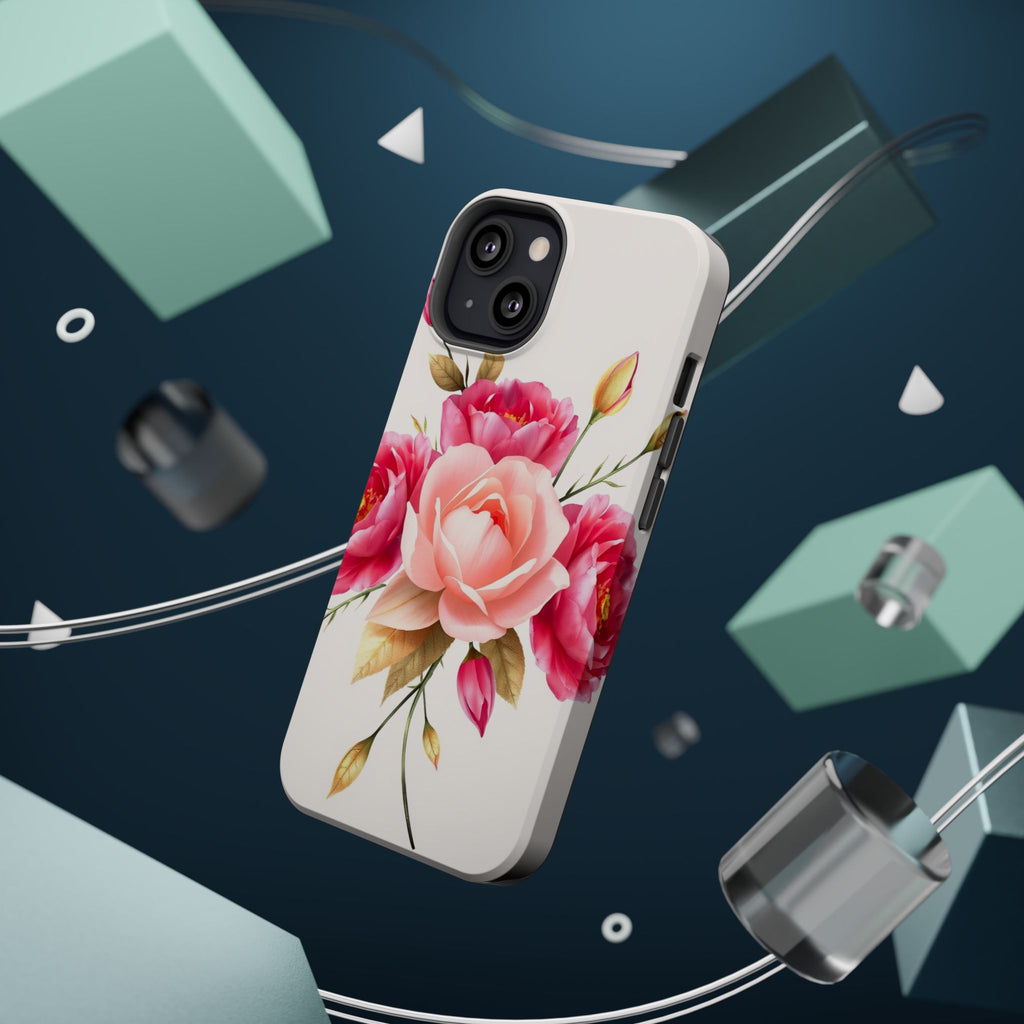 iPhone Rose Pink And Cream Neon Floral Slim Everyday Designer Case · iPhone Case
