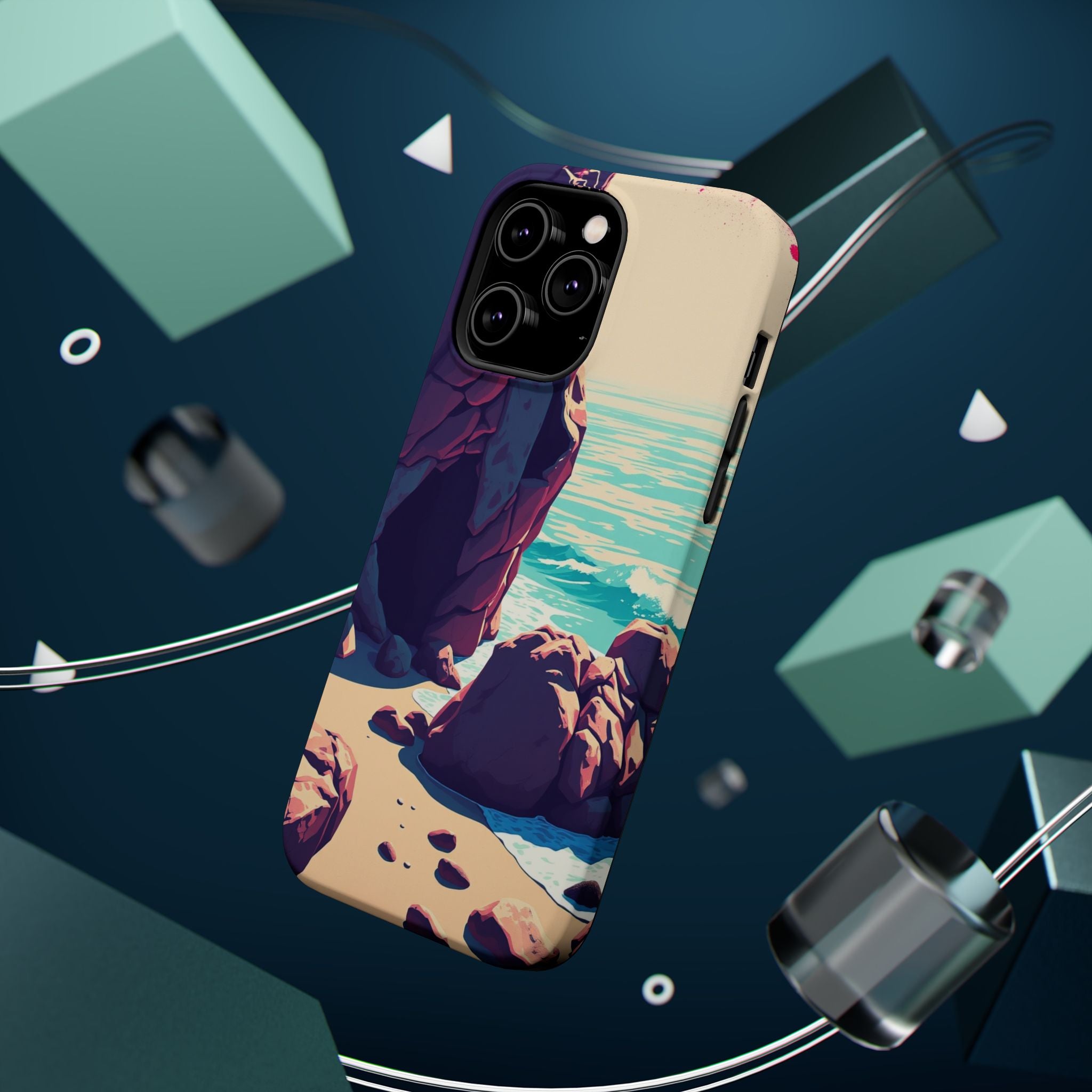 iPhone Cyan And Magenta Pebble Beach Slim Everyday Designer Case · iPhone Case