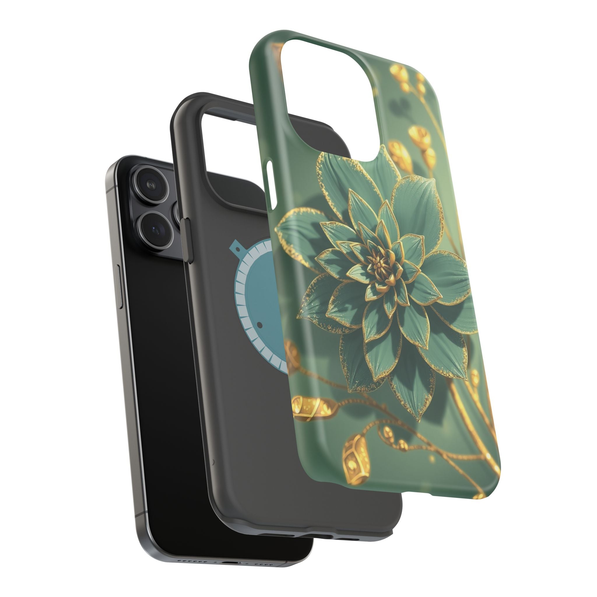 iPhone Floral Gold Foil Pixel Art -Bit Slim Everyday Designer Case · iPhone Case
