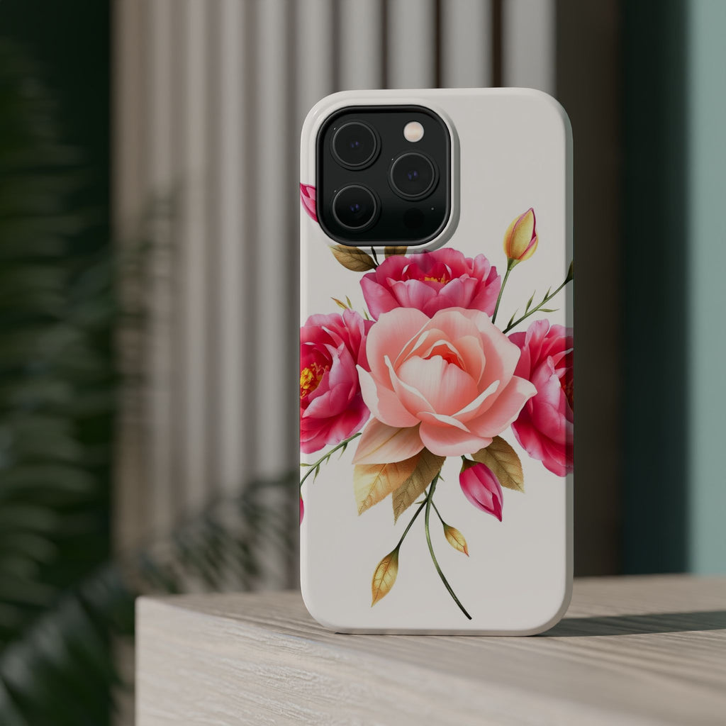 iPhone Rose Pink And Cream Neon Floral Slim Everyday Designer Case · iPhone Case