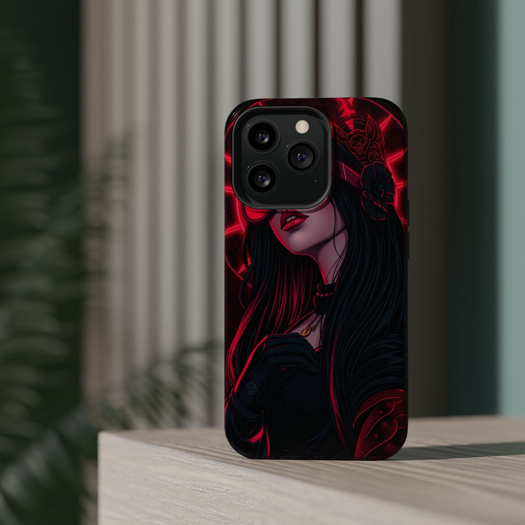 iPhone Black And Crimson Art Nouveau Female Slim Everyday Designer Case · iPhone