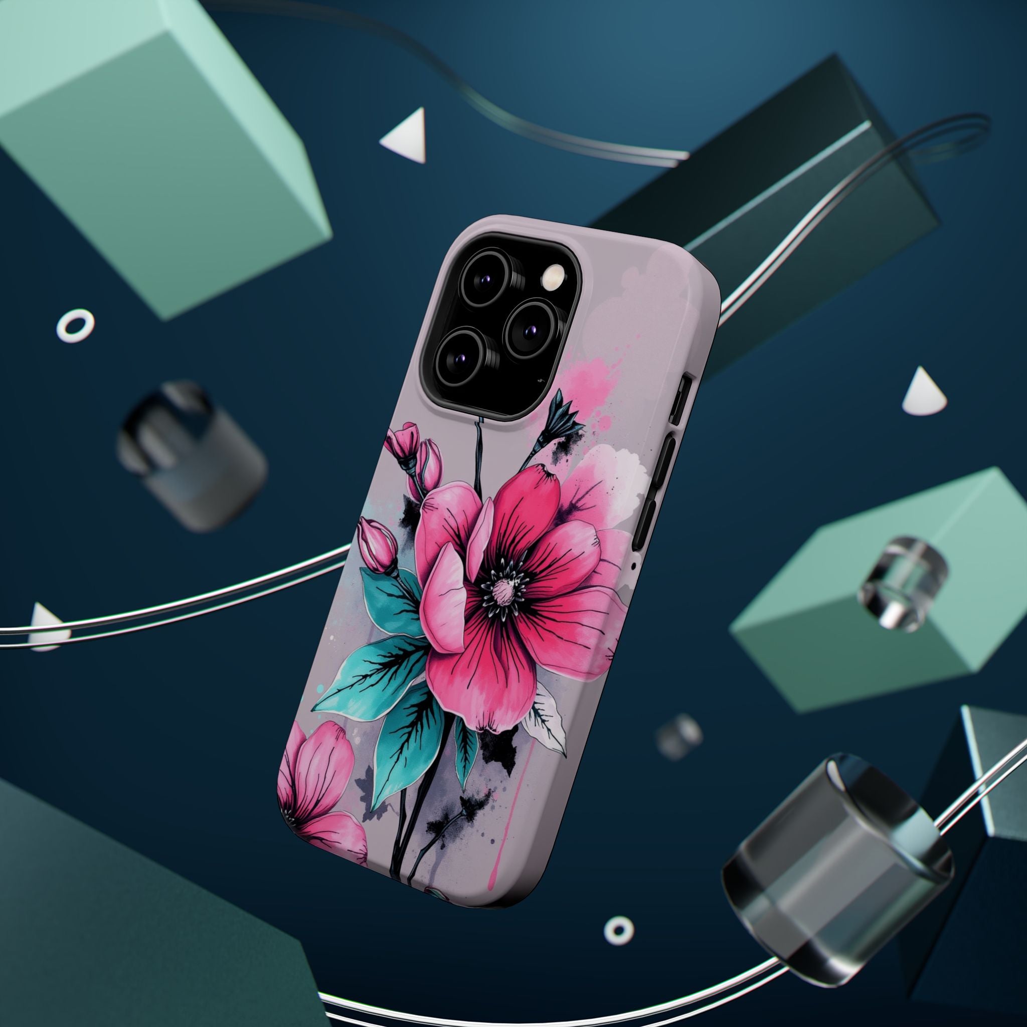 iPhone Mint And Blush Floral Ink Wash Slim Everyday Designer Case · iPhone Case