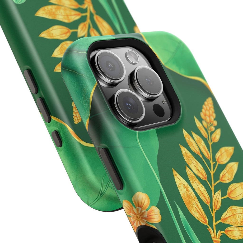 iPhone Emerald Green And Gold Botanical Illustration Ga Slim Snap Case · iPhone