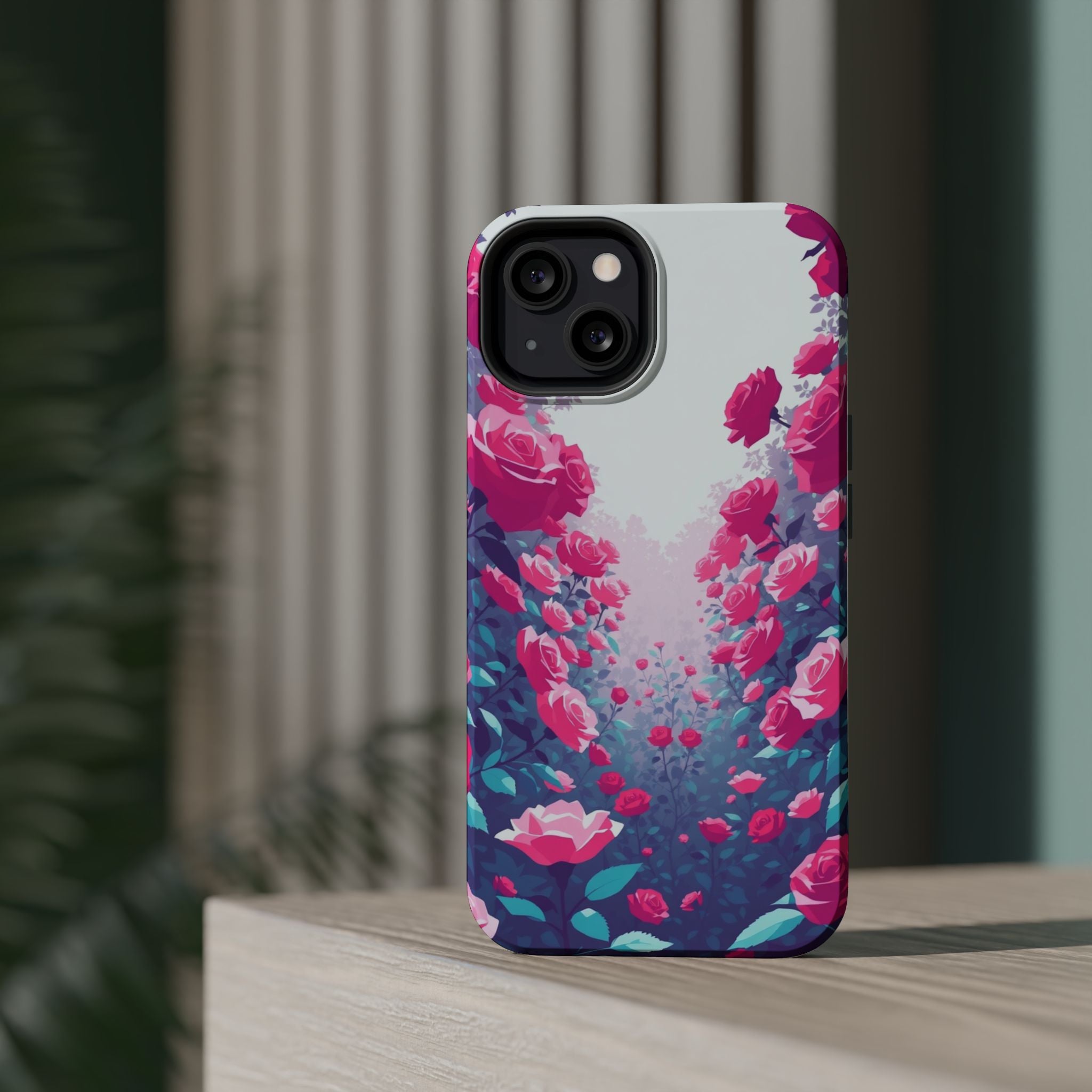 iPhone Cyan And Magenta Rose Garden Slim Everyday Designer Case · iPhone Case