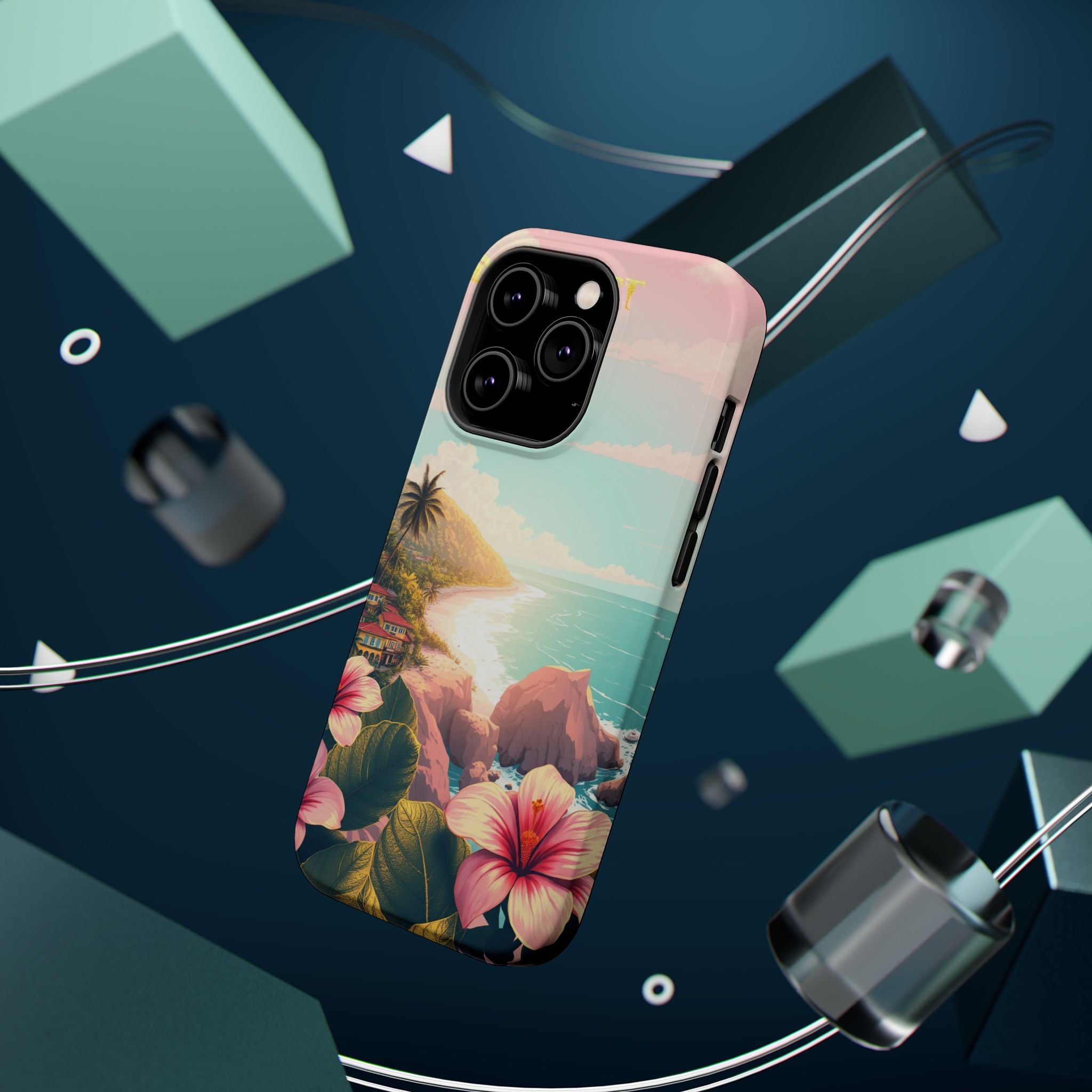 iPhone Mint And Blush Hibiscus Coast Slim Everyday iPhone 14 Designer · iPhone C
