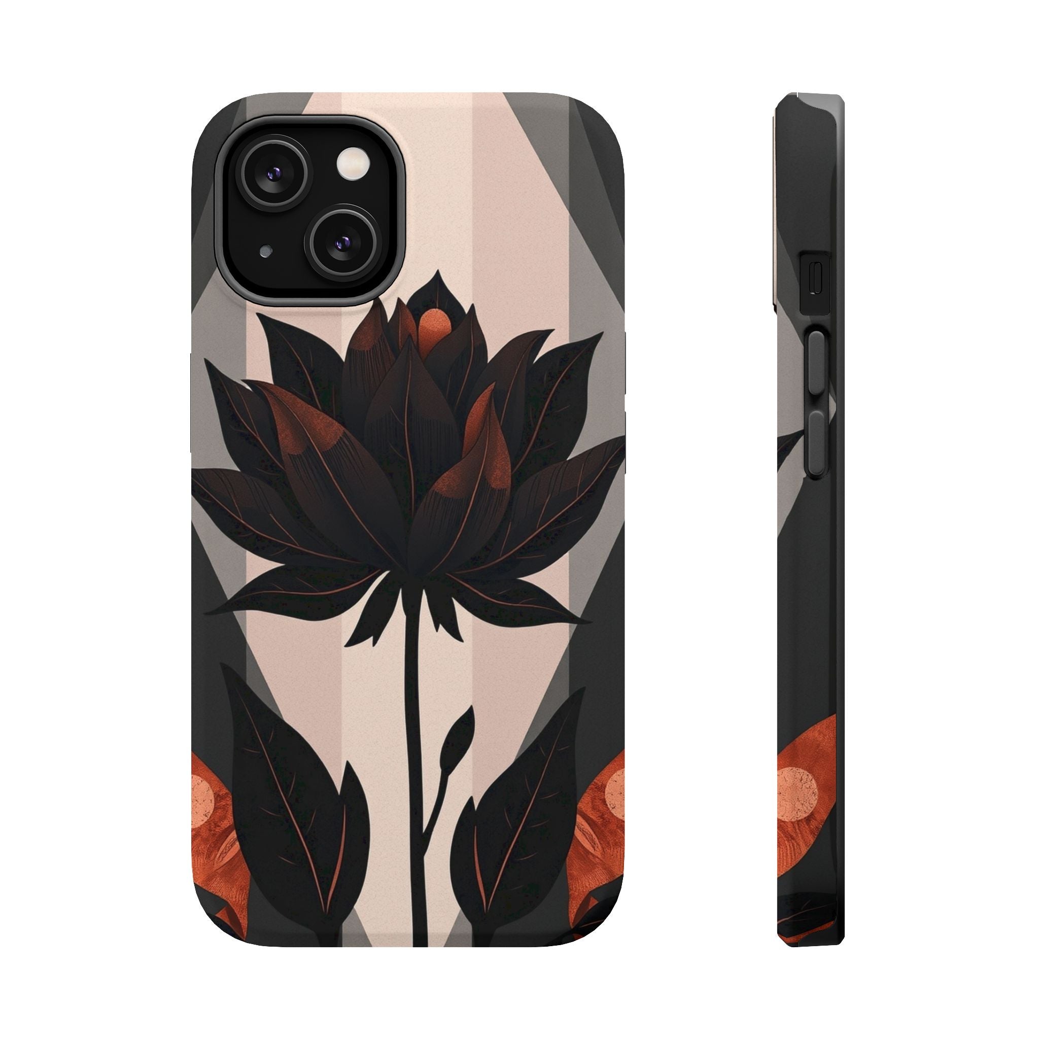 iPhone Charcoal And Copper Floral Silhouette Slim iPhone Everyday · iPhone Case