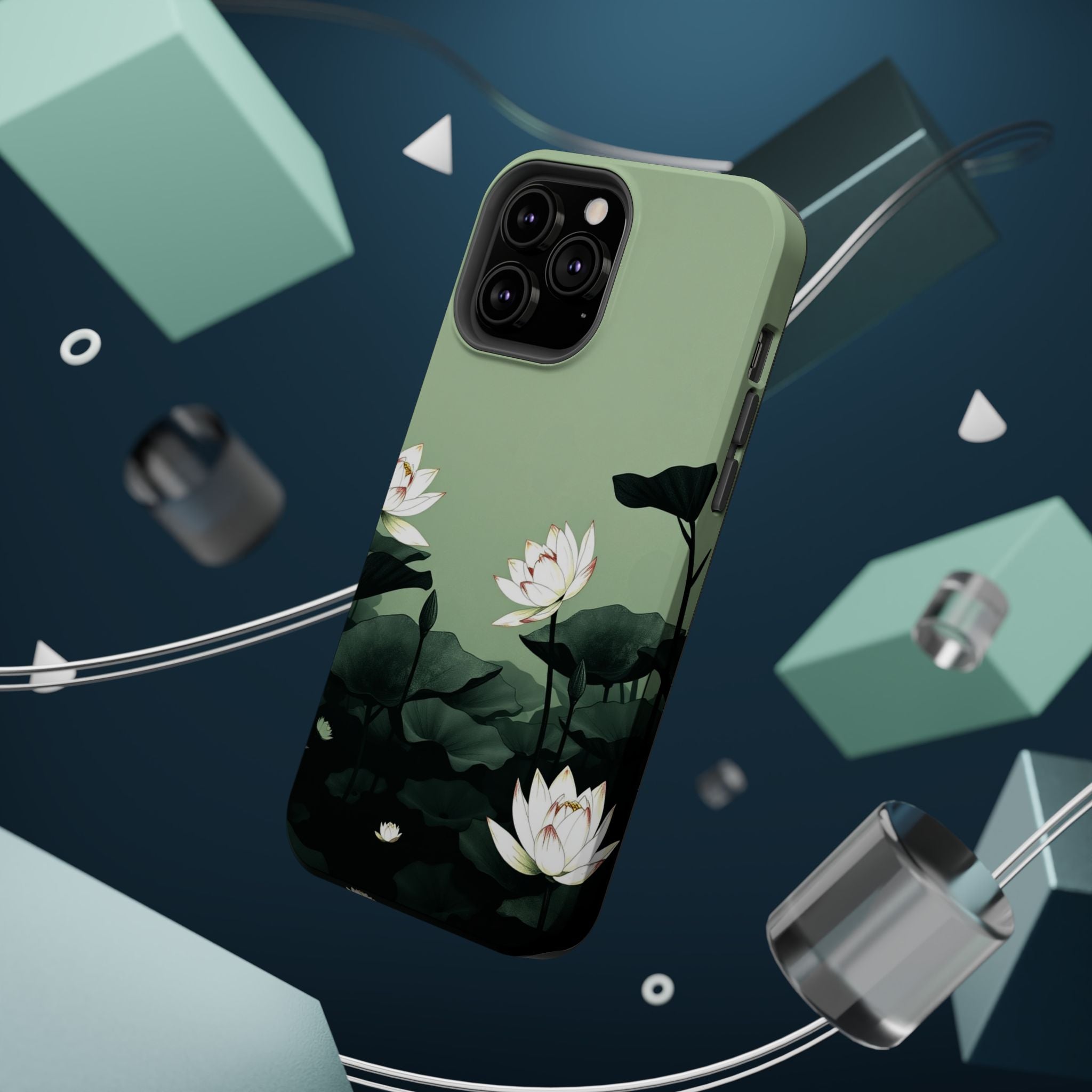 iPhone Sage And Ivory Lotus Pond Bold Modern Everyday Snap Case · iPhone Case