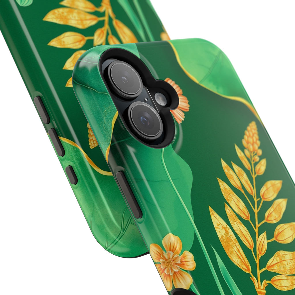 iPhone Emerald Green And Gold Botanical Illustration Ga Slim Snap Case · iPhone
