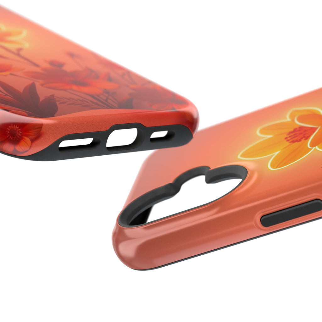 iPhone Burnt Orange And Sand Neon Floral Slim Everyday iPhone Designer · iPhone