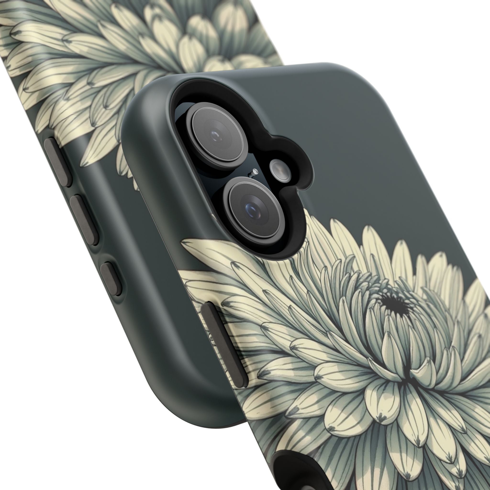 iPhone Chrysanthemum Classic Dark Gothic Ink Carry Case Slim Snap Case · iPhone
