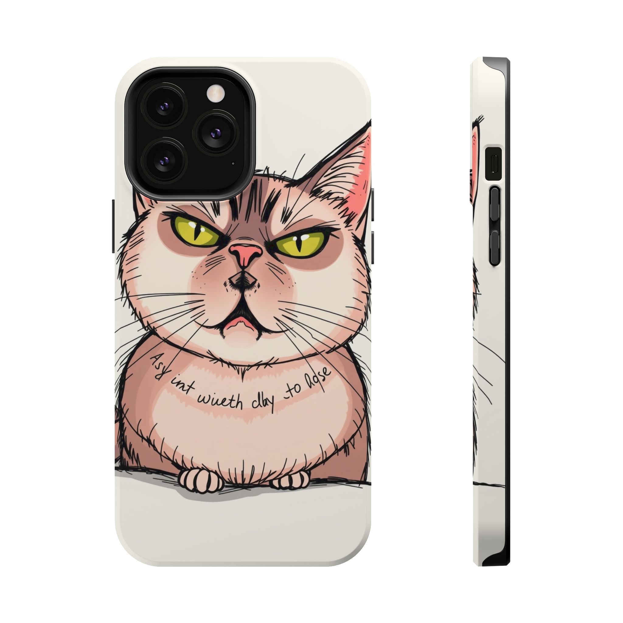 iPhone Sarcastic Cat Verdict Hand-Drawn Sketch Soft Finish Everyday Case · iPhon