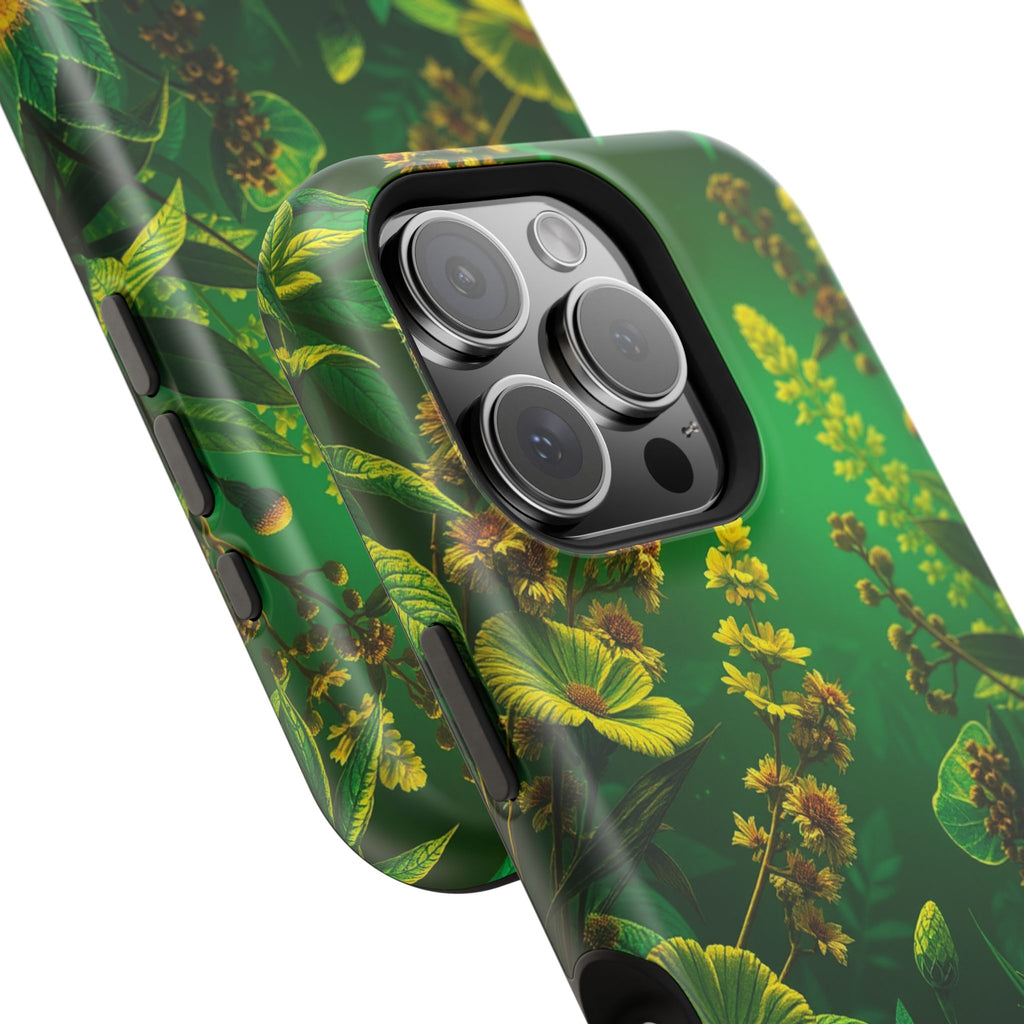 iPhone Emerald Green And Gold Vintage Botanicals Print Slim Snap Case · iPhone C