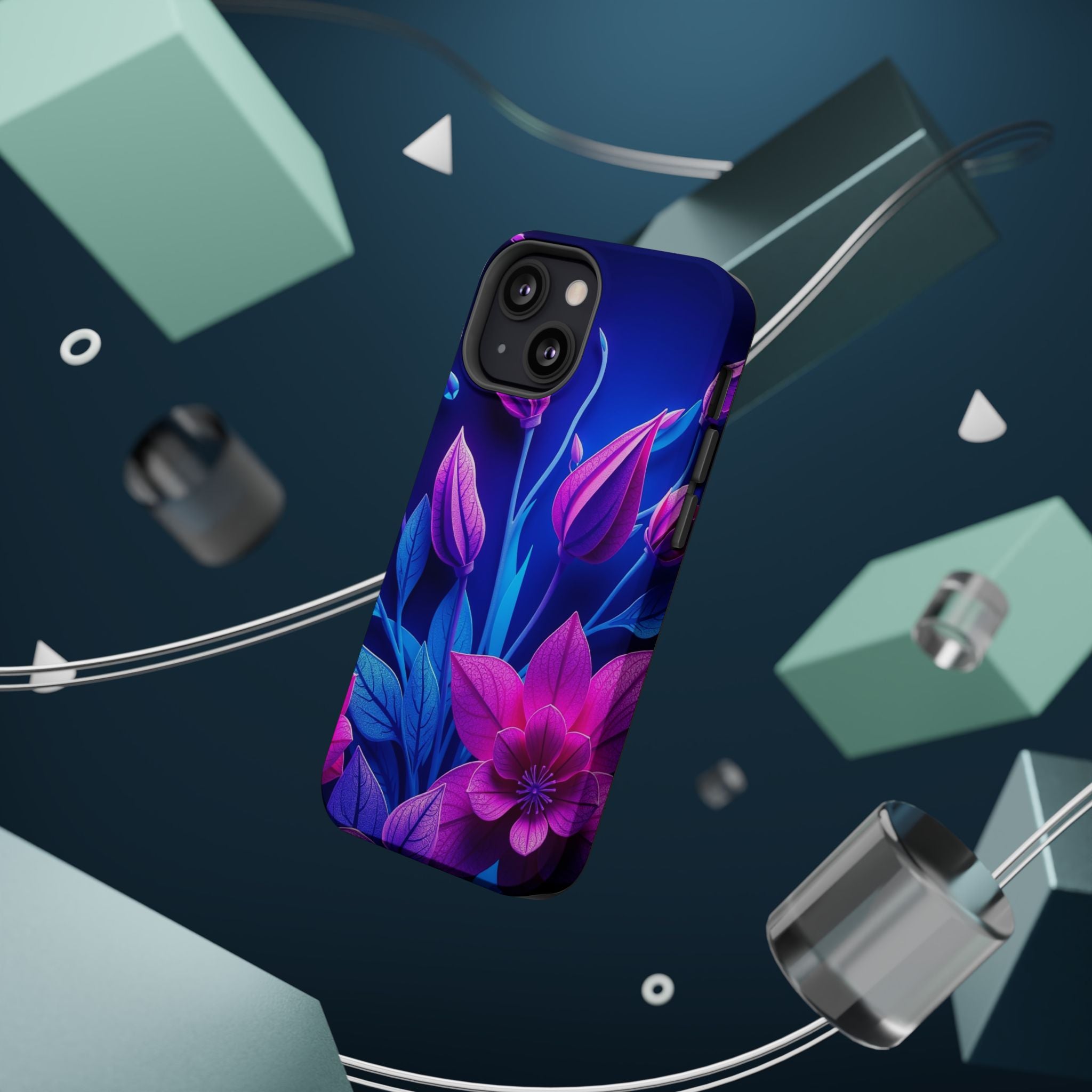 iPhone Neon Floral Paper Cut Art Bold Modern Everyday Snap Case · iPhone Case