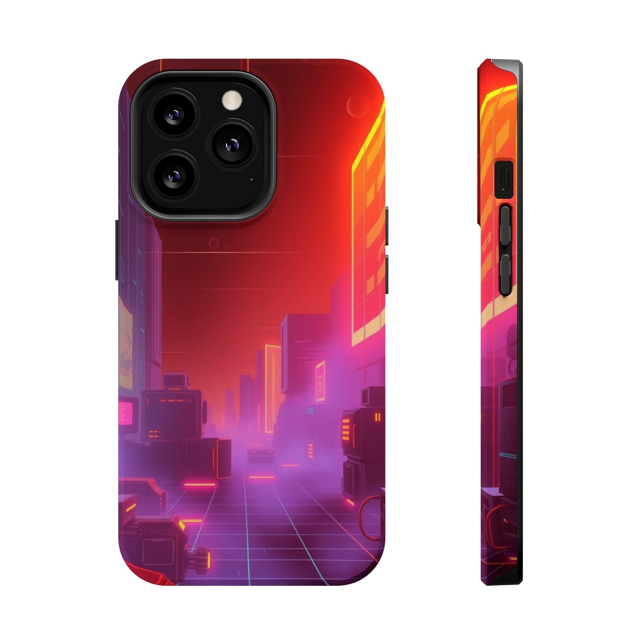 iPhone Dreamy 80s Grid Synthwave Design Slim Everyday Designer Case · iPhone Cas