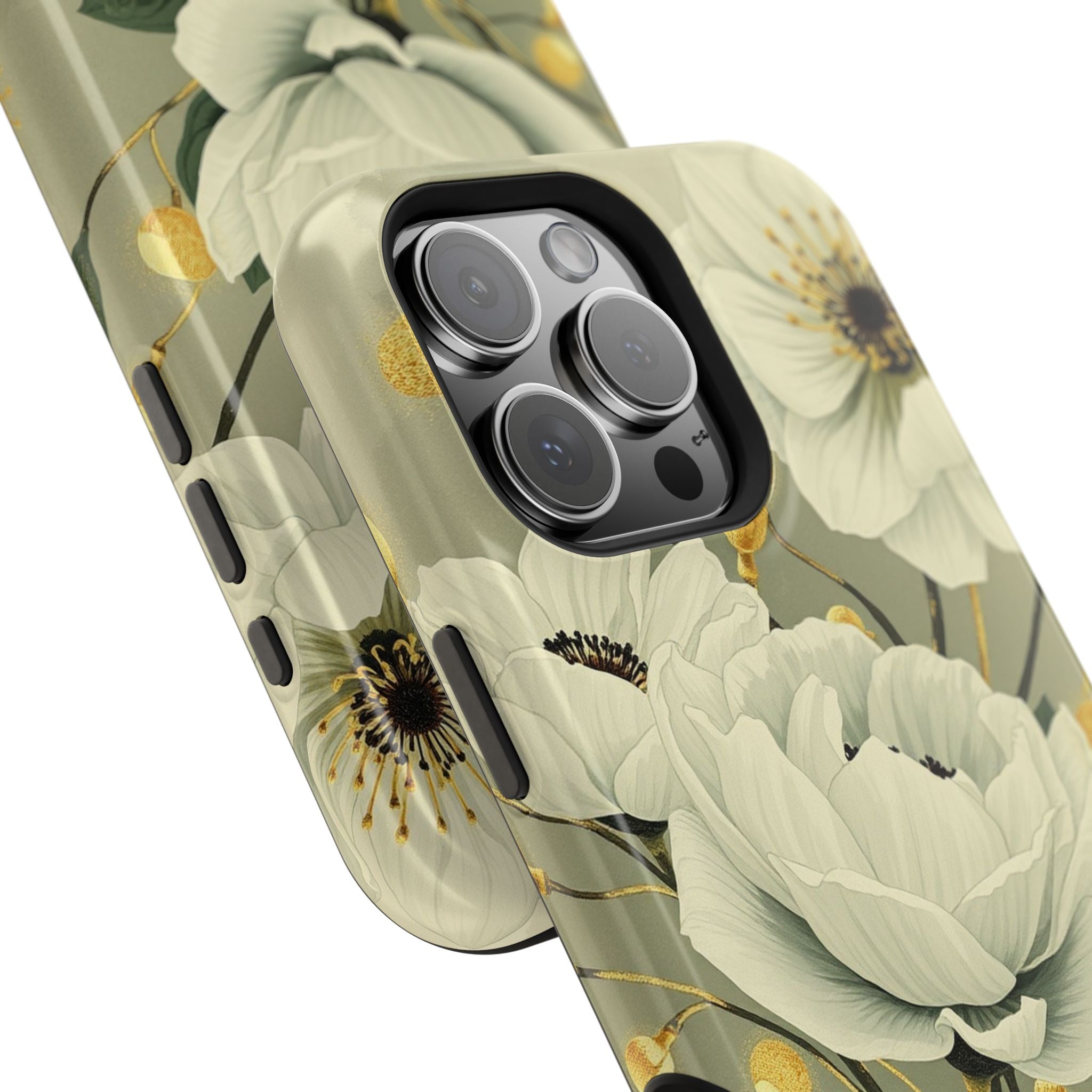 iPhone Sage And Ivory Floral Ink Wash Slim Everyday iPhone 14 Designer · iPhone