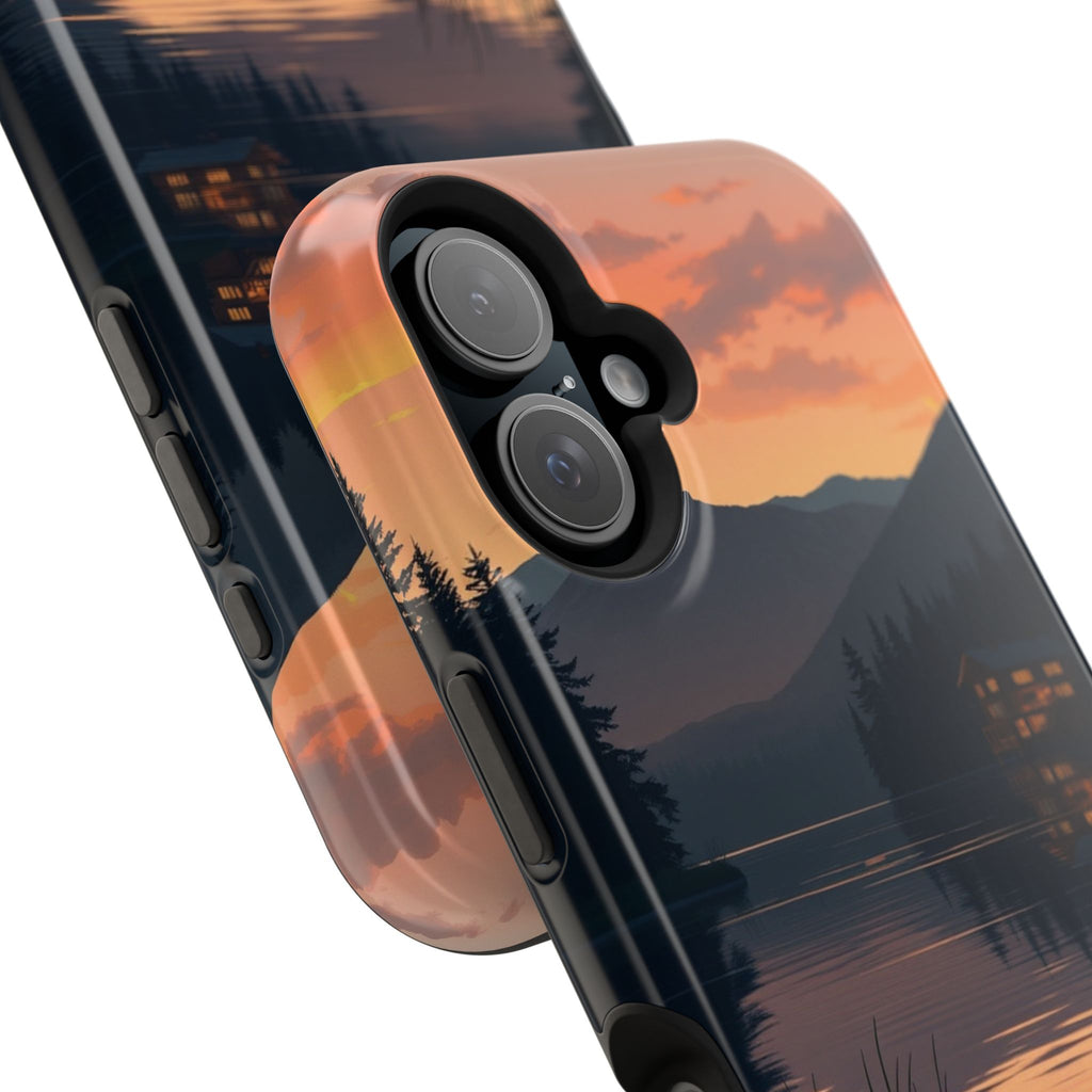 iPhone Sunset Amber And Peach Lake at Twilight Soft iPhone Finish · iPhone Case