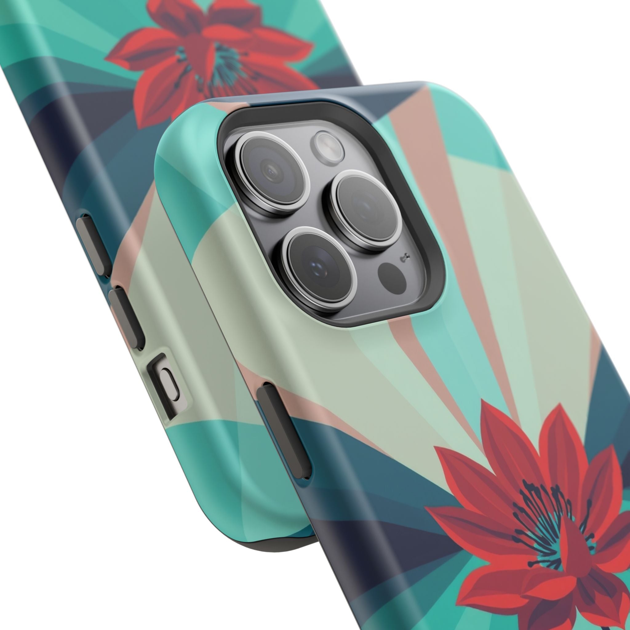 iPhone Teal And Coral Night Bloomer Slim Everyday Designer Case · iPhone Case