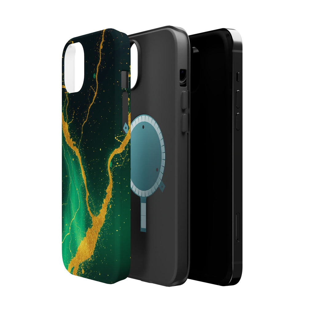 iPhone Emerald Green And Gold Petal Storm Slim iPhone Everyday Designer · iPhone