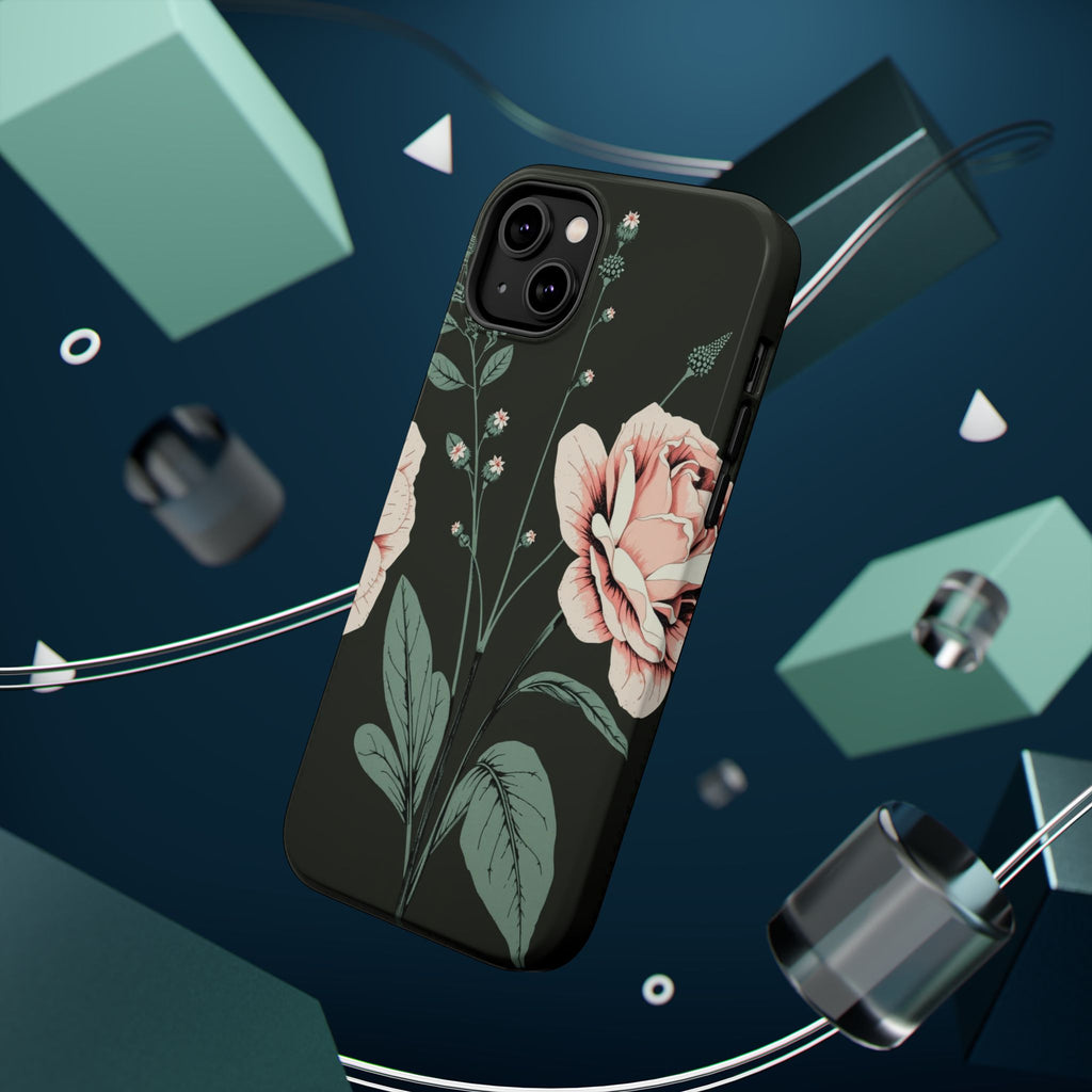 iPhone Mint And Blush Vintage Botanical Print Slim Everyday Designer Case · iPho