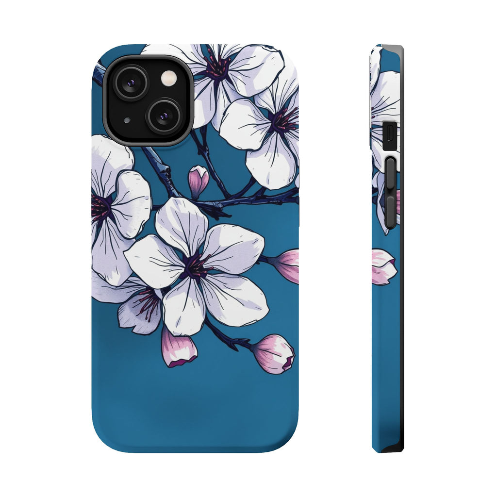 iPhone Midnight Blue And Silver Cherry Blossom Soft iPhone Finish · iPhone Case