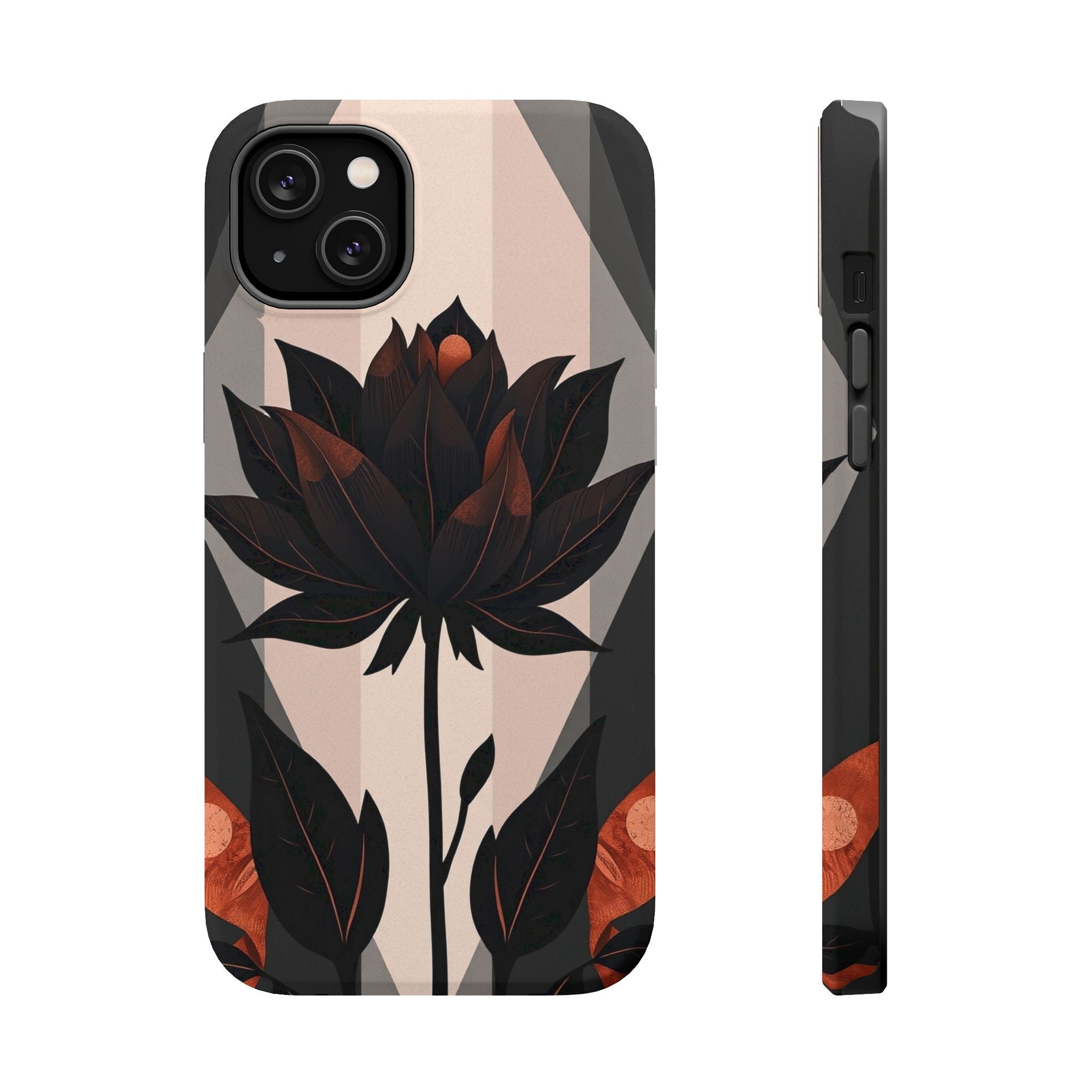 iPhone Charcoal And Copper Floral Silhouette Slim iPhone Everyday · iPhone Case