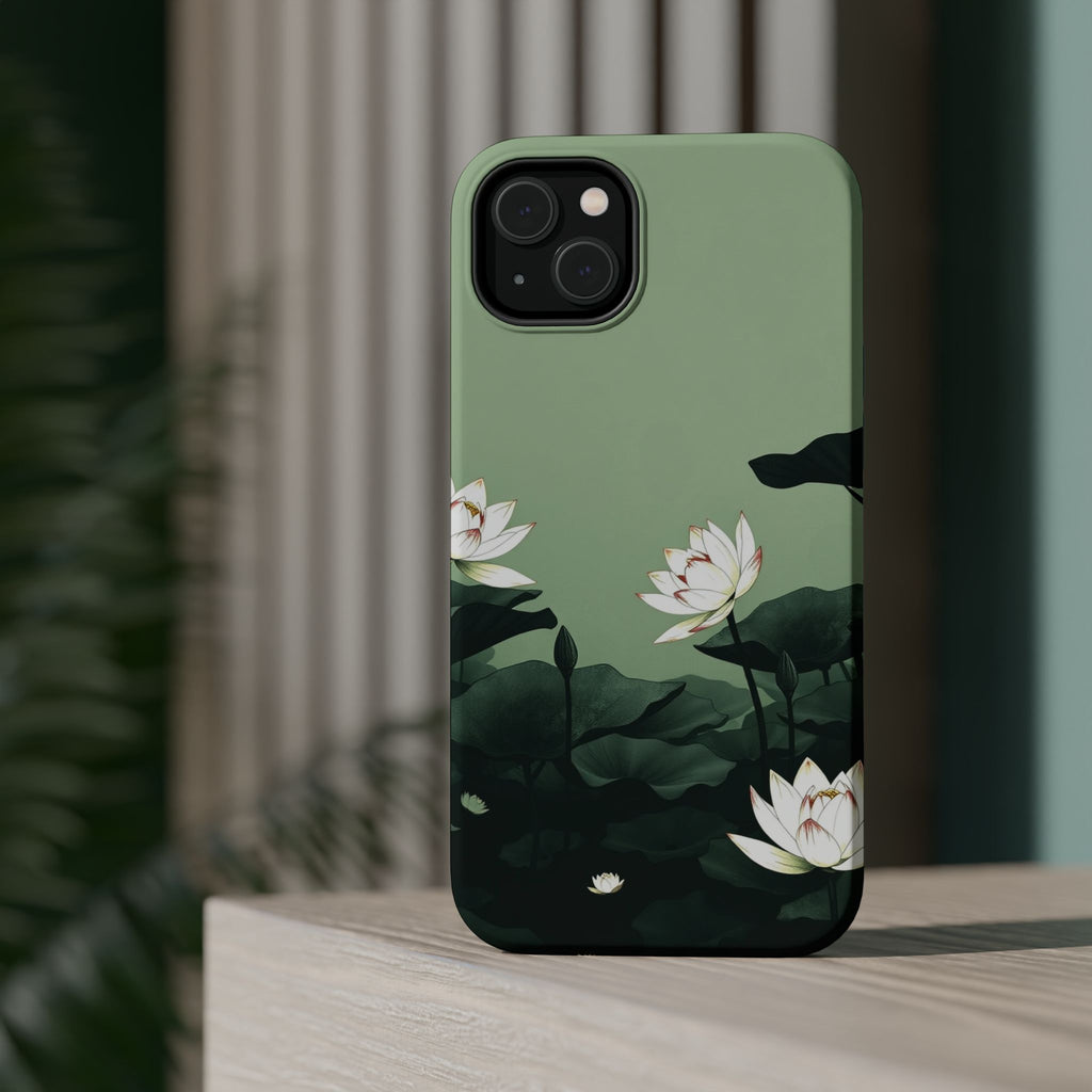 iPhone Sage And Ivory Lotus Pond Bold Modern Everyday Snap Case · iPhone Case