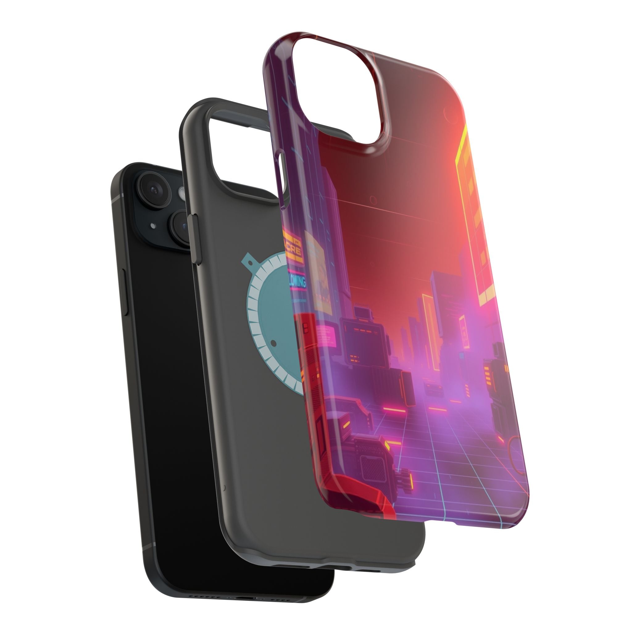 iPhone Dreamy 80s Grid Synthwave Design Slim Everyday Designer Case · iPhone Cas