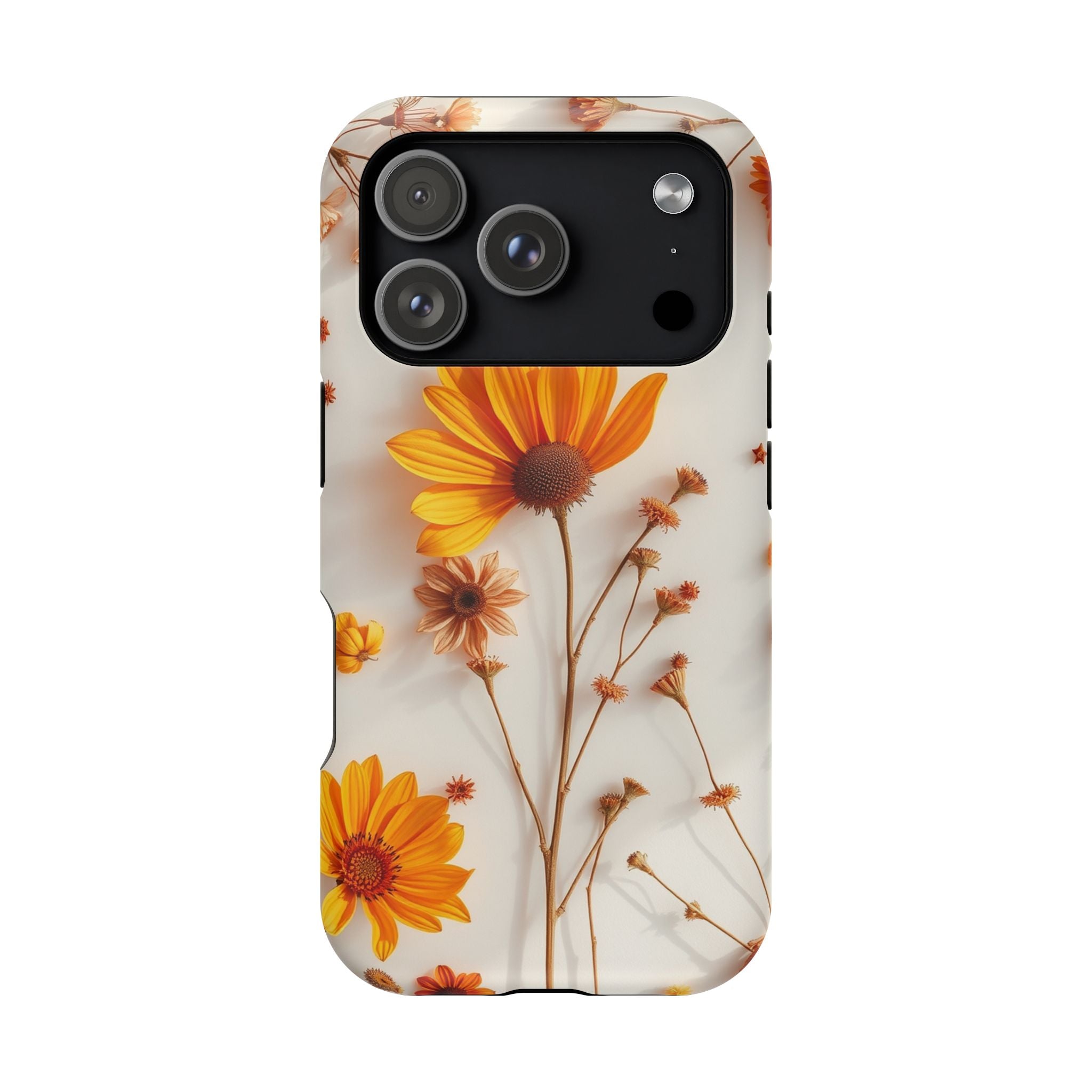 iPhone Mustard And Rust Dried Flower Flat Lay Carry Case Slim Snap Case · iPhone