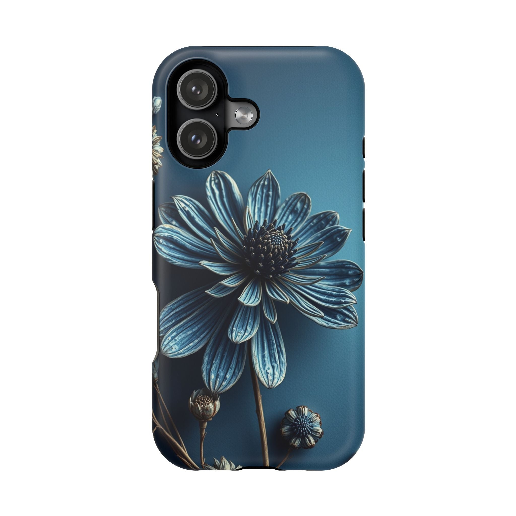 iPhone Midnight Blue And Silver Dried Flower Flat Lay iPhone 15 · iPhone Case