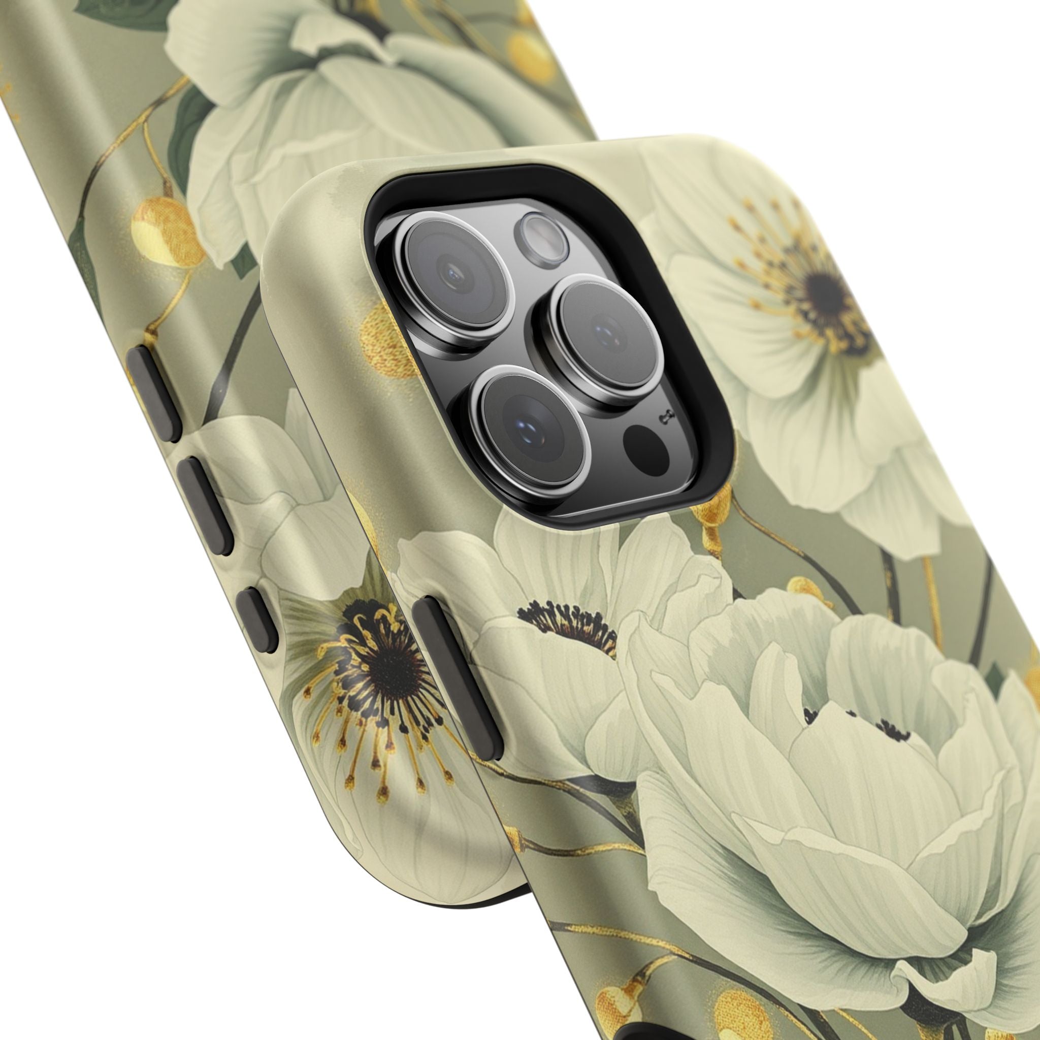 iPhone Sage And Ivory Floral Ink Wash Slim Everyday iPhone 14 Designer · iPhone