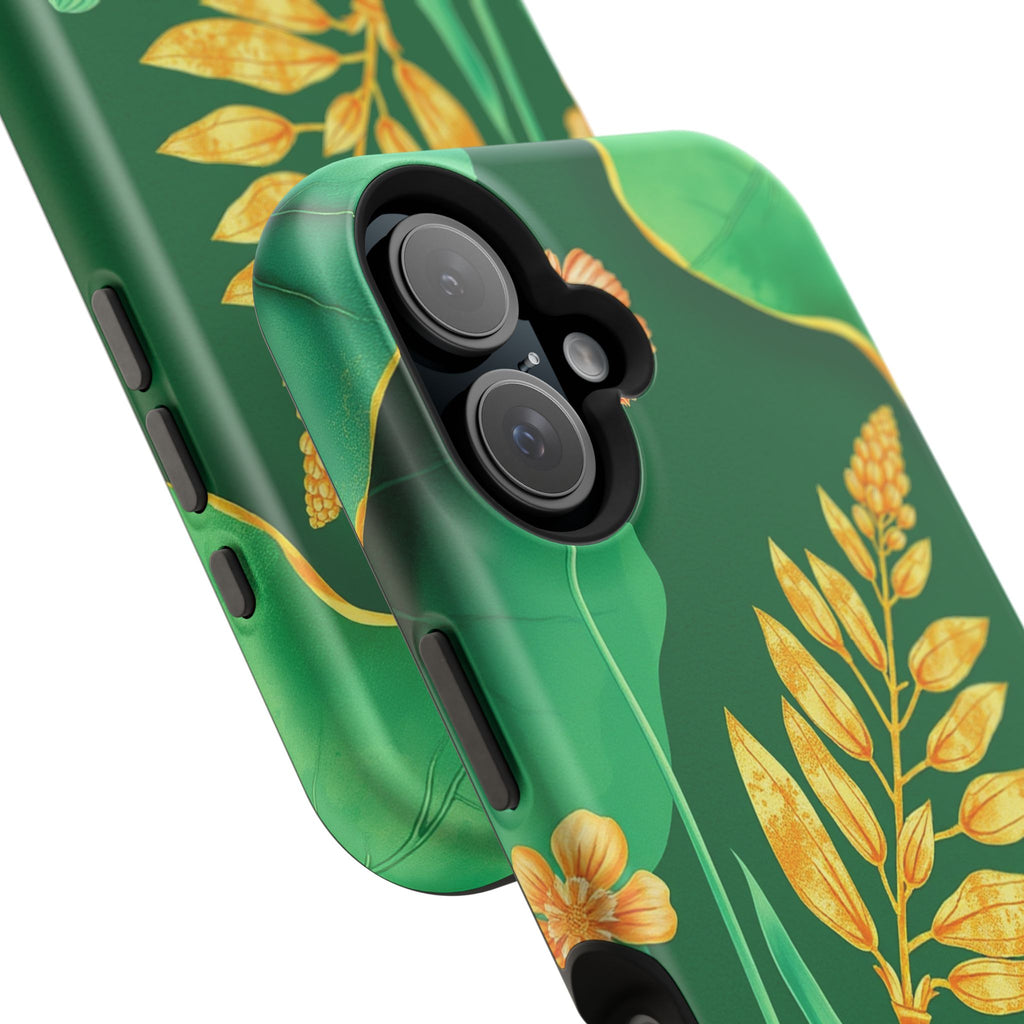 iPhone Emerald Green And Gold Botanical Illustration Ga Slim Snap Case · iPhone