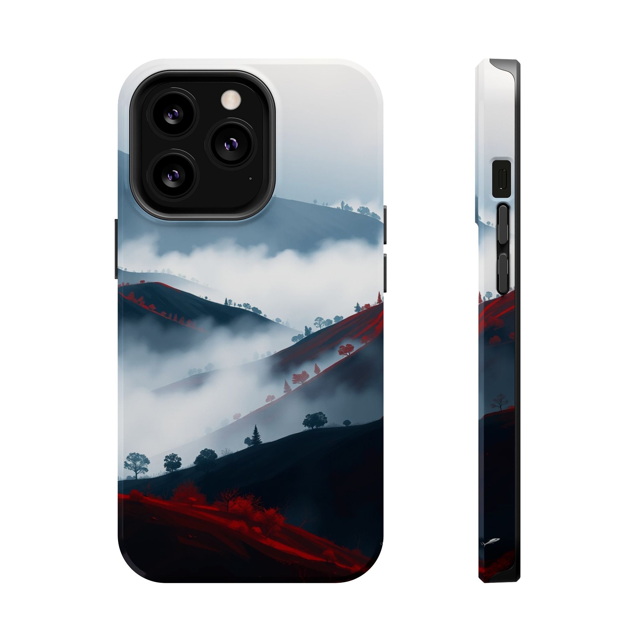 iPhone Black And Crimson Fog Rolling Over Hills Soft iPhone Finish · iPhone Case