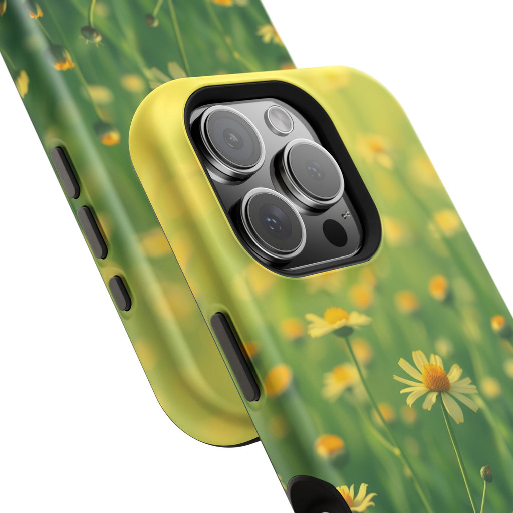 iPhone Emerald Green And Gold Wildflower Field Soft Finish Everyday · iPhone Cas