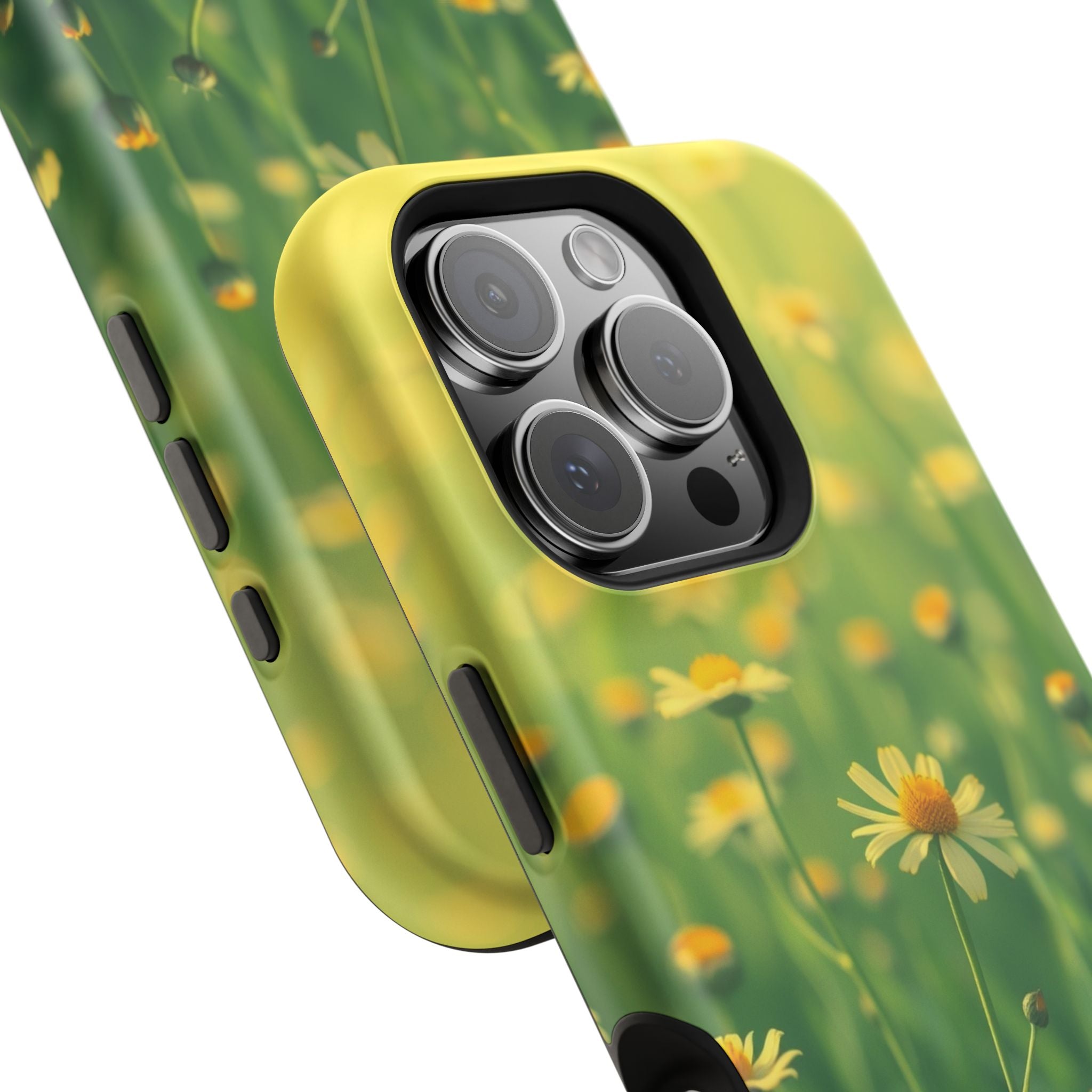 iPhone Emerald Green And Gold Wildflower Field Soft Finish Everyday · iPhone Cas