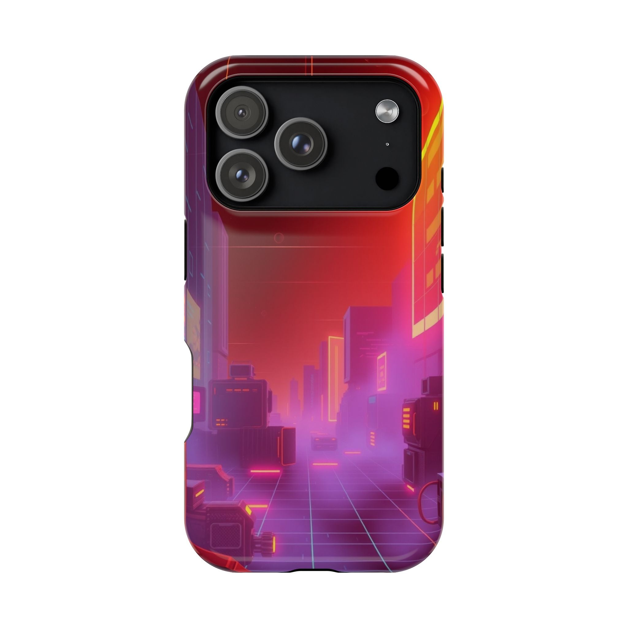 iPhone Dreamy 80s Grid Synthwave Design Slim Everyday Designer Case · iPhone Cas