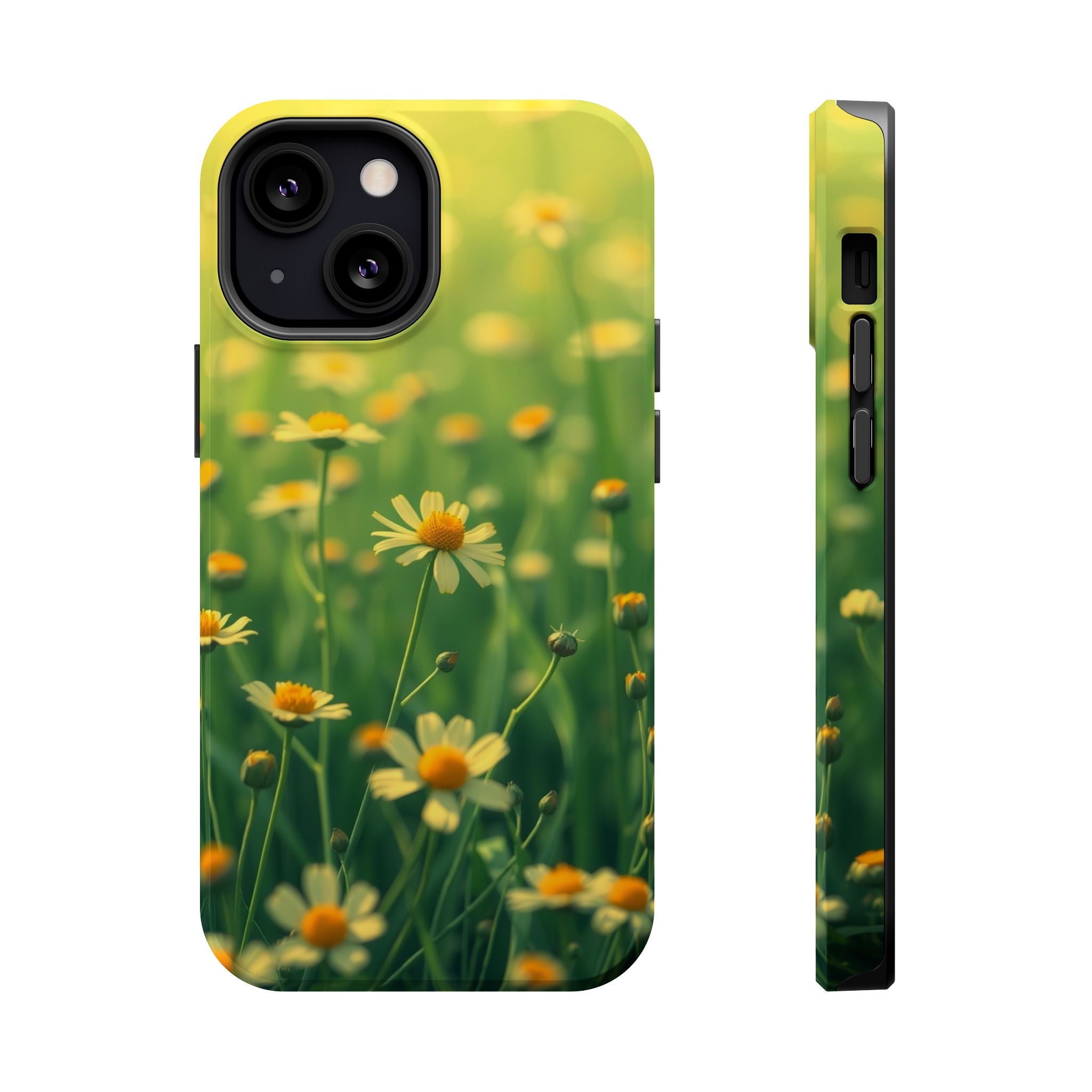 iPhone Emerald Green And Gold Wildflower Field Soft Finish Everyday · iPhone Cas