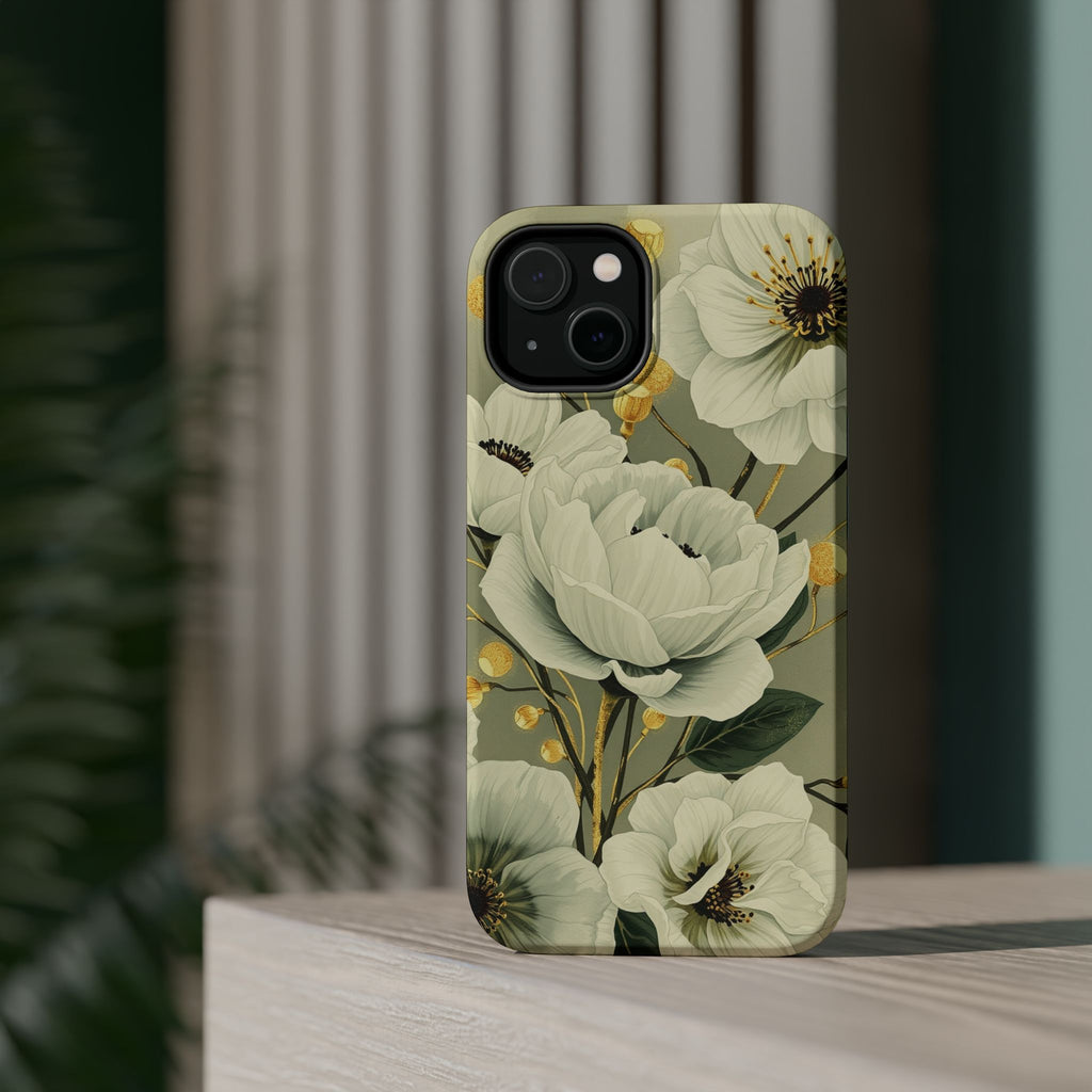 iPhone Sage And Ivory Floral Ink Wash Slim Everyday iPhone 14 Designer · iPhone