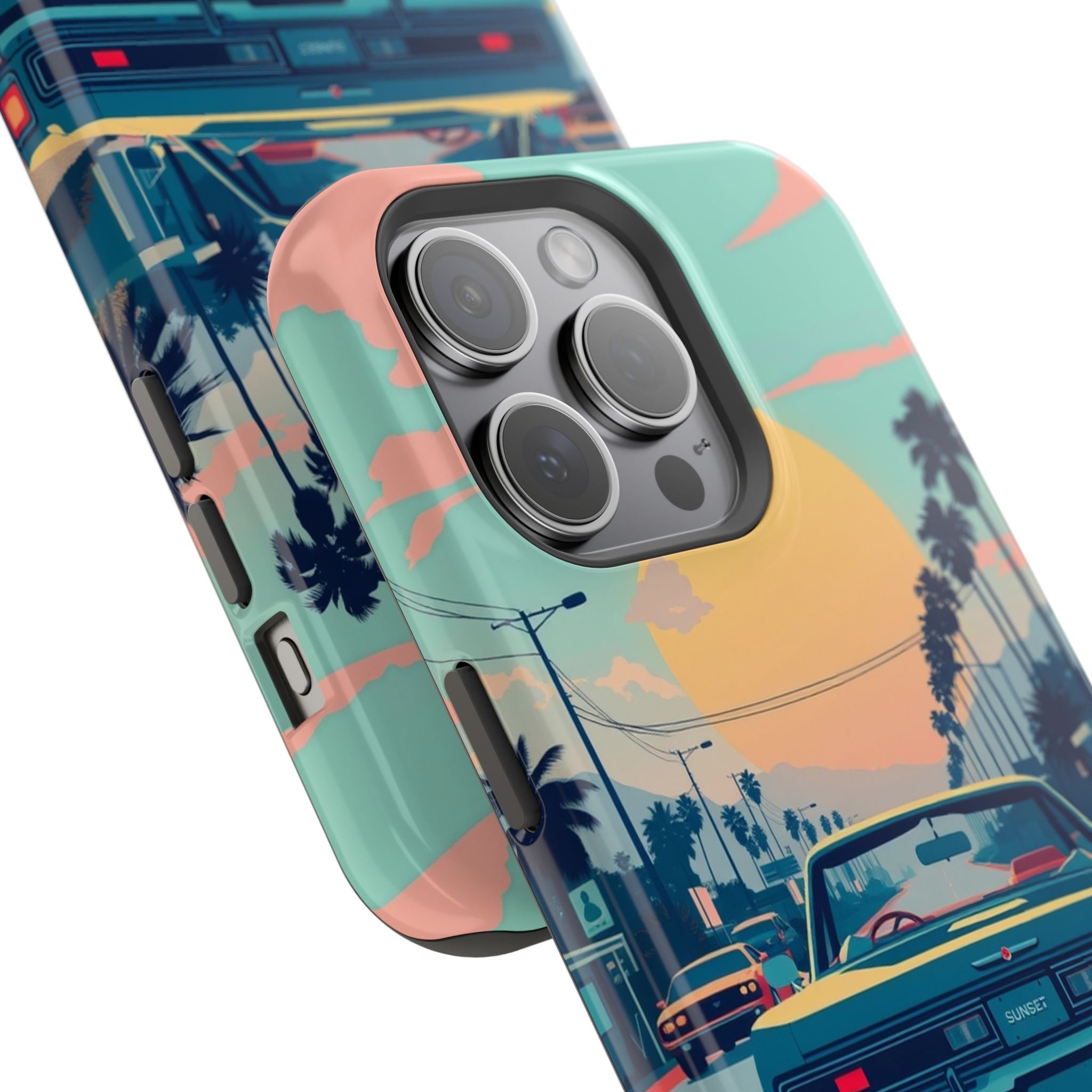 iPhone Sunset Drive 80s Pop Art Bold Slim Everyday Designer Case · iPhone Case