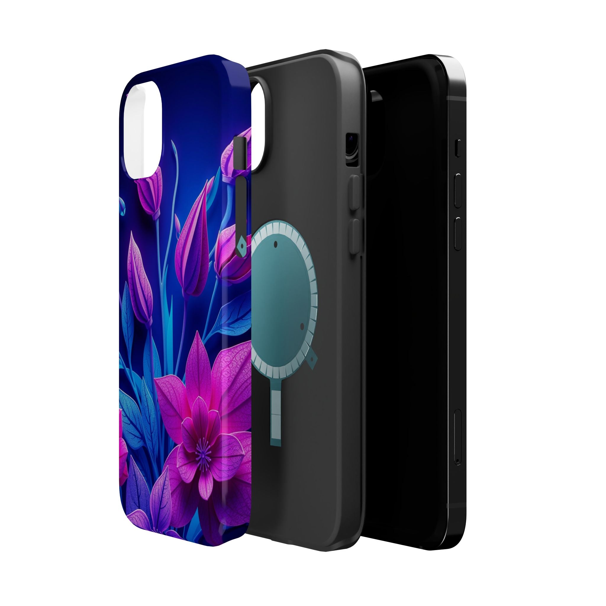 iPhone Neon Floral Paper Cut Art Bold Modern Everyday Snap Case · iPhone Case