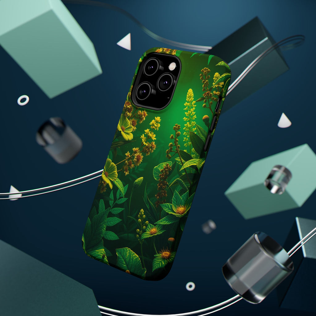 iPhone Emerald Green And Gold Vintage Botanicals Print Slim Snap Case · iPhone C