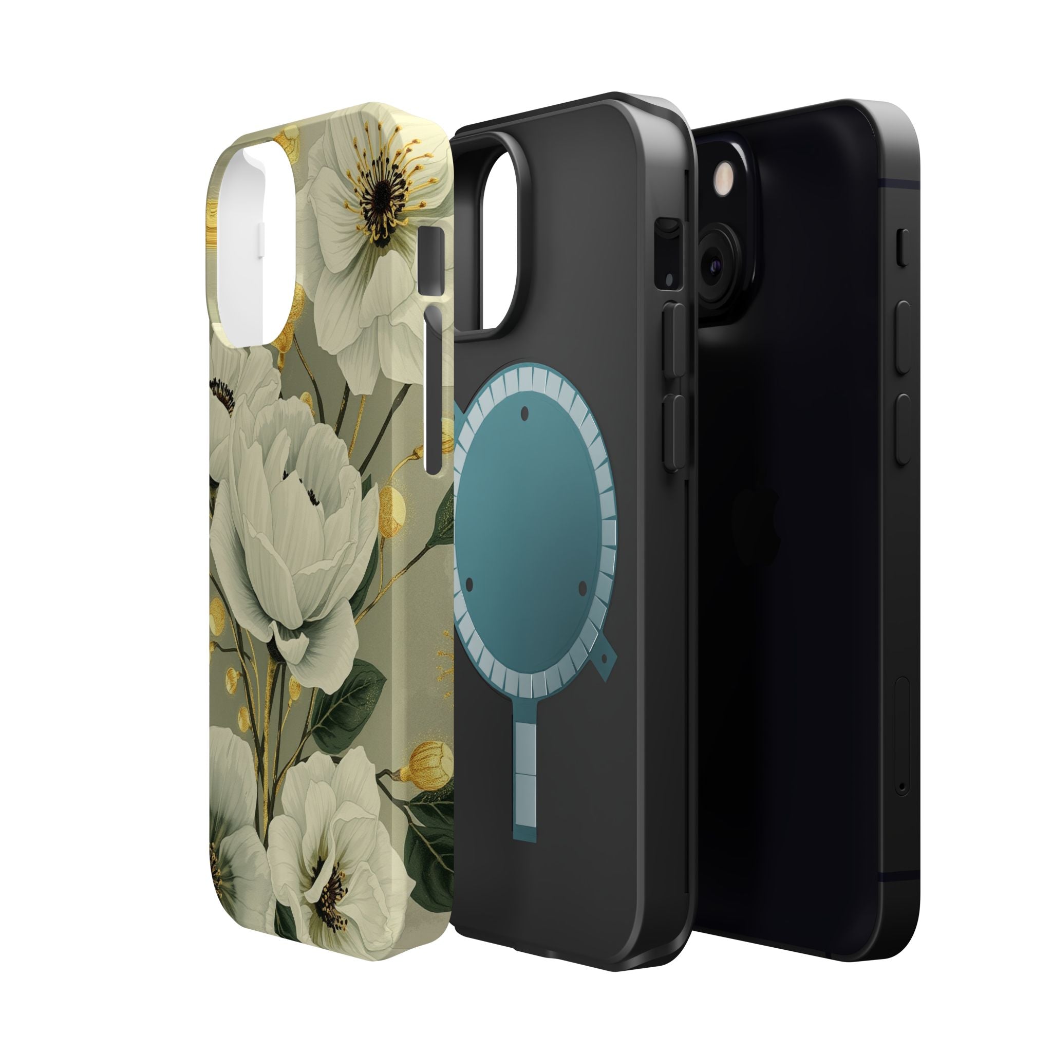 iPhone Sage And Ivory Floral Ink Wash Slim Everyday iPhone 14 Designer · iPhone
