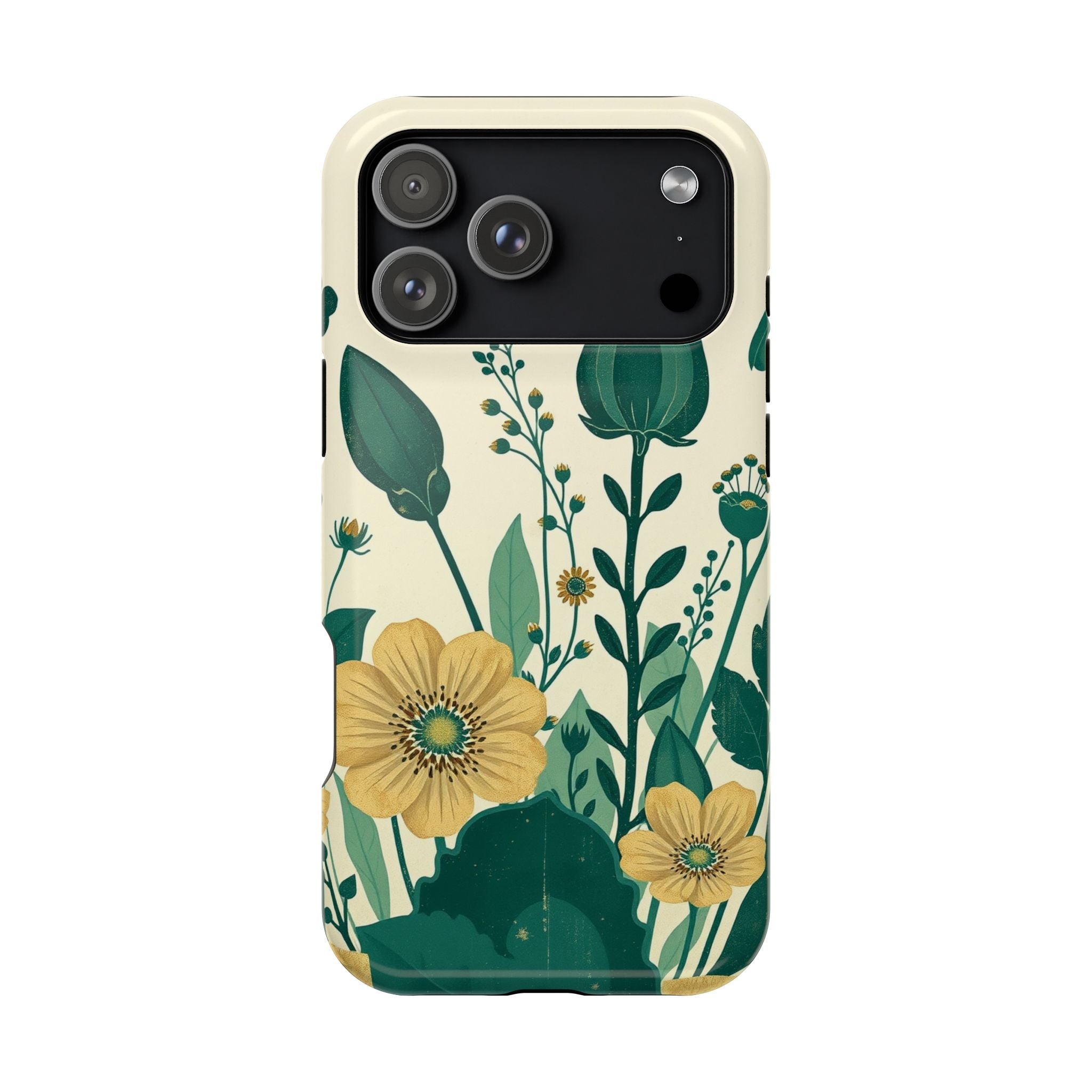 iPhone Emerald Green And Gold Pressed Botanicals Clean iPhone Minimal · iPhone C