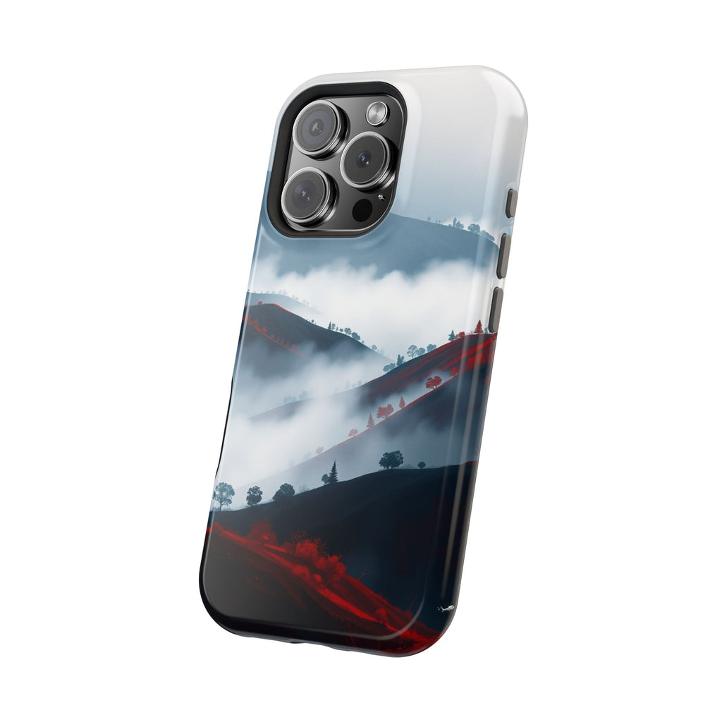iPhone Black And Crimson Fog Rolling Over Hills Soft iPhone Finish · iPhone Case